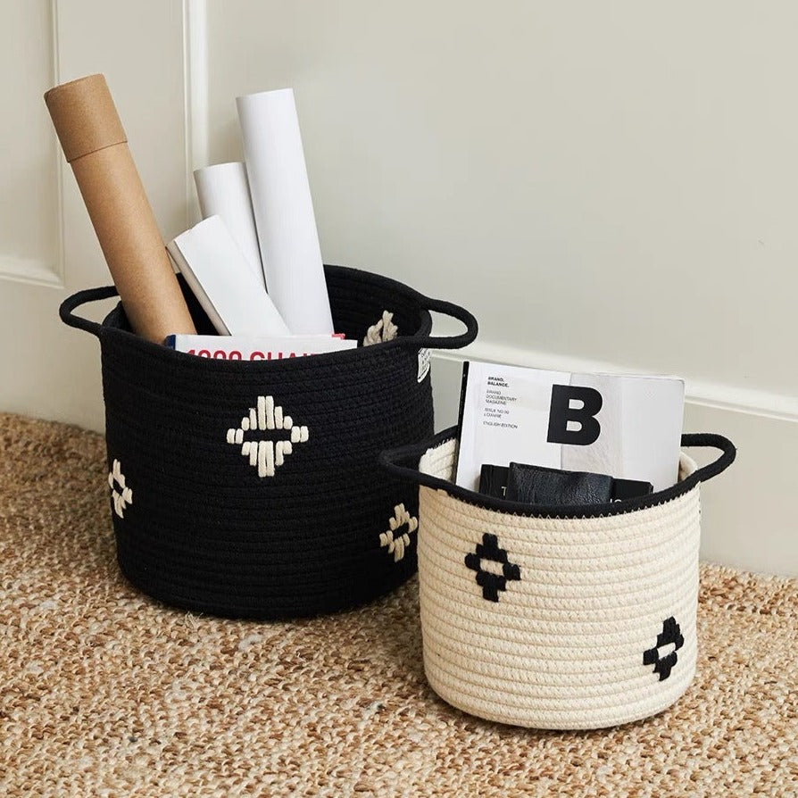 Aztec Print Woven Basket