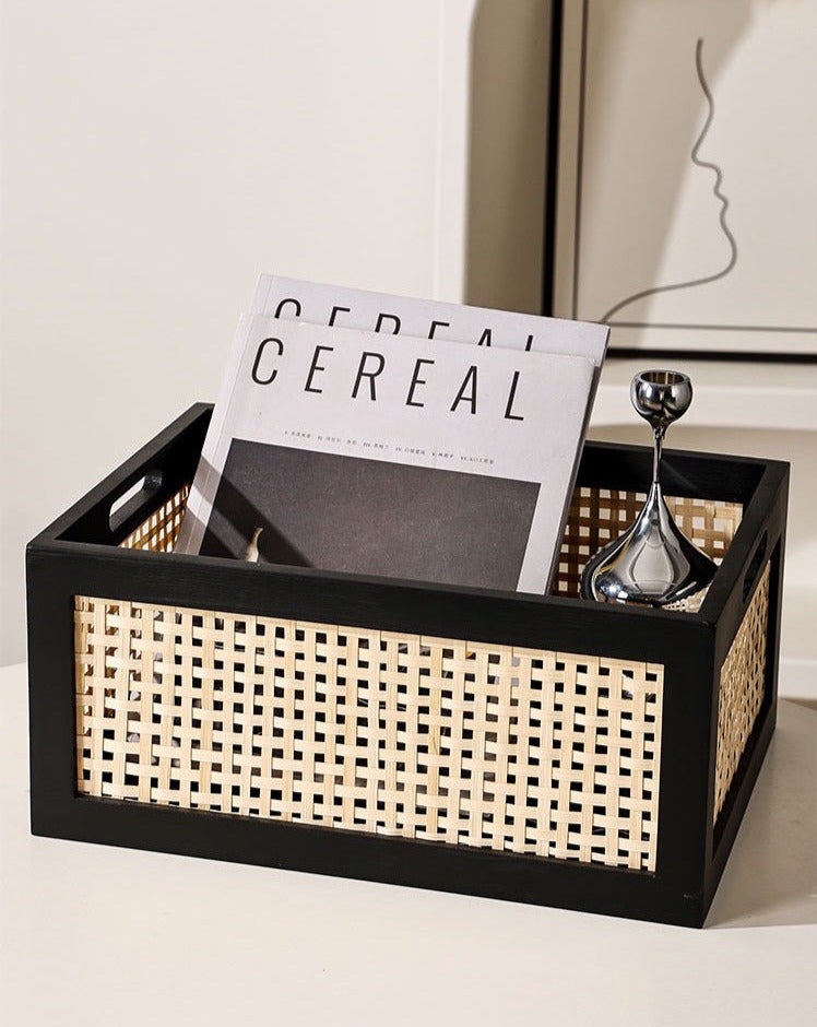 Rattan Basket with Black Frame