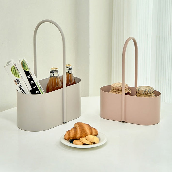 Curved Metal Basket with Handle