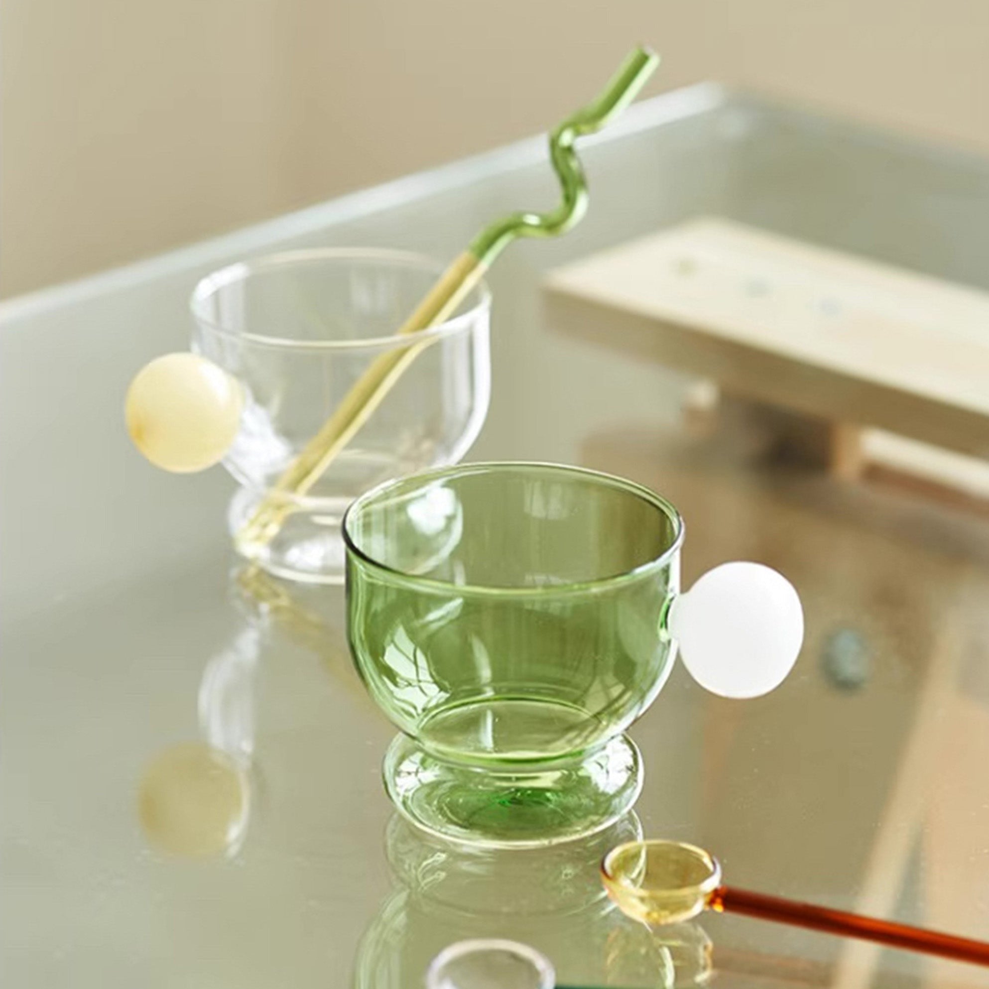 Green Glass with Bead Handle