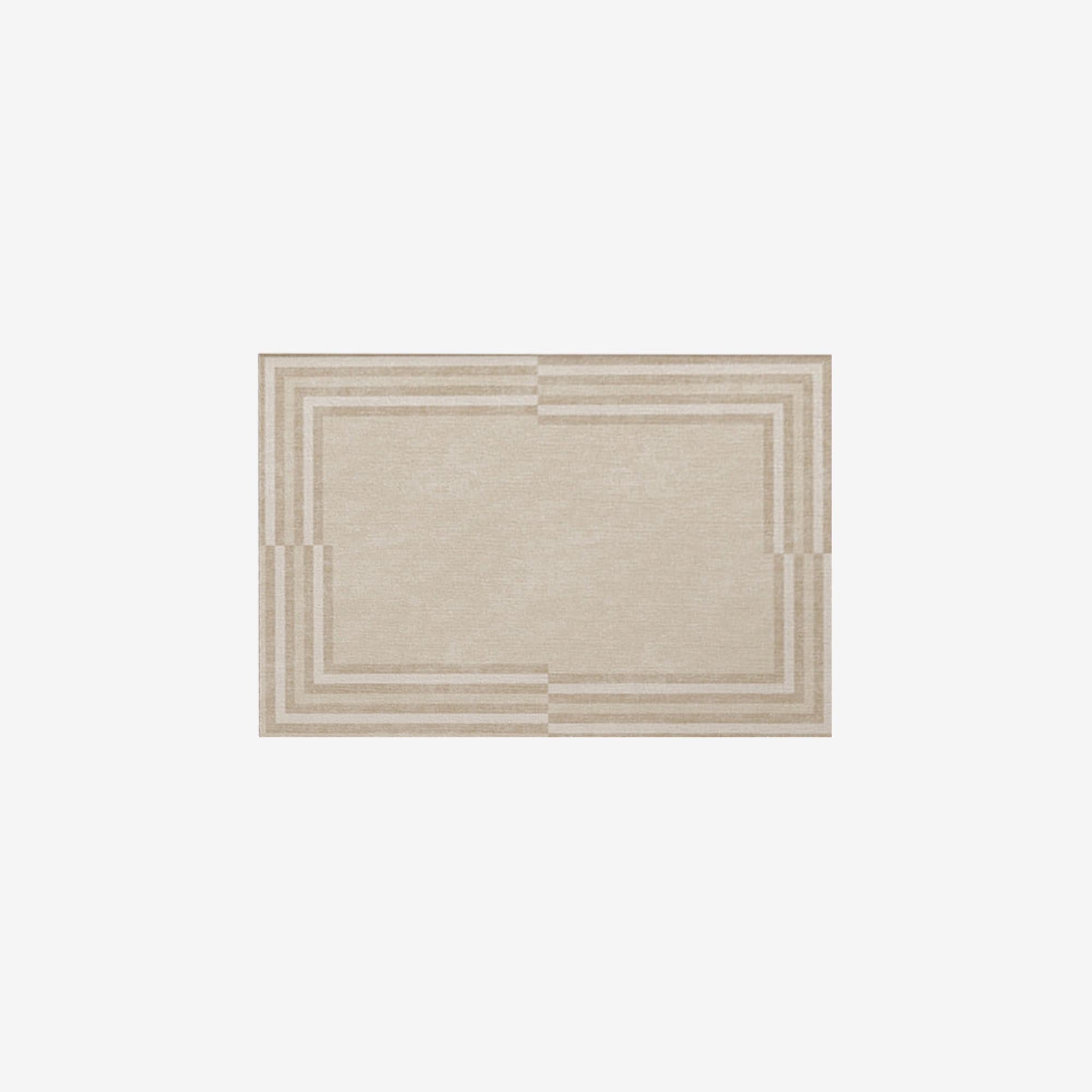 Beige Striped Bath Mat