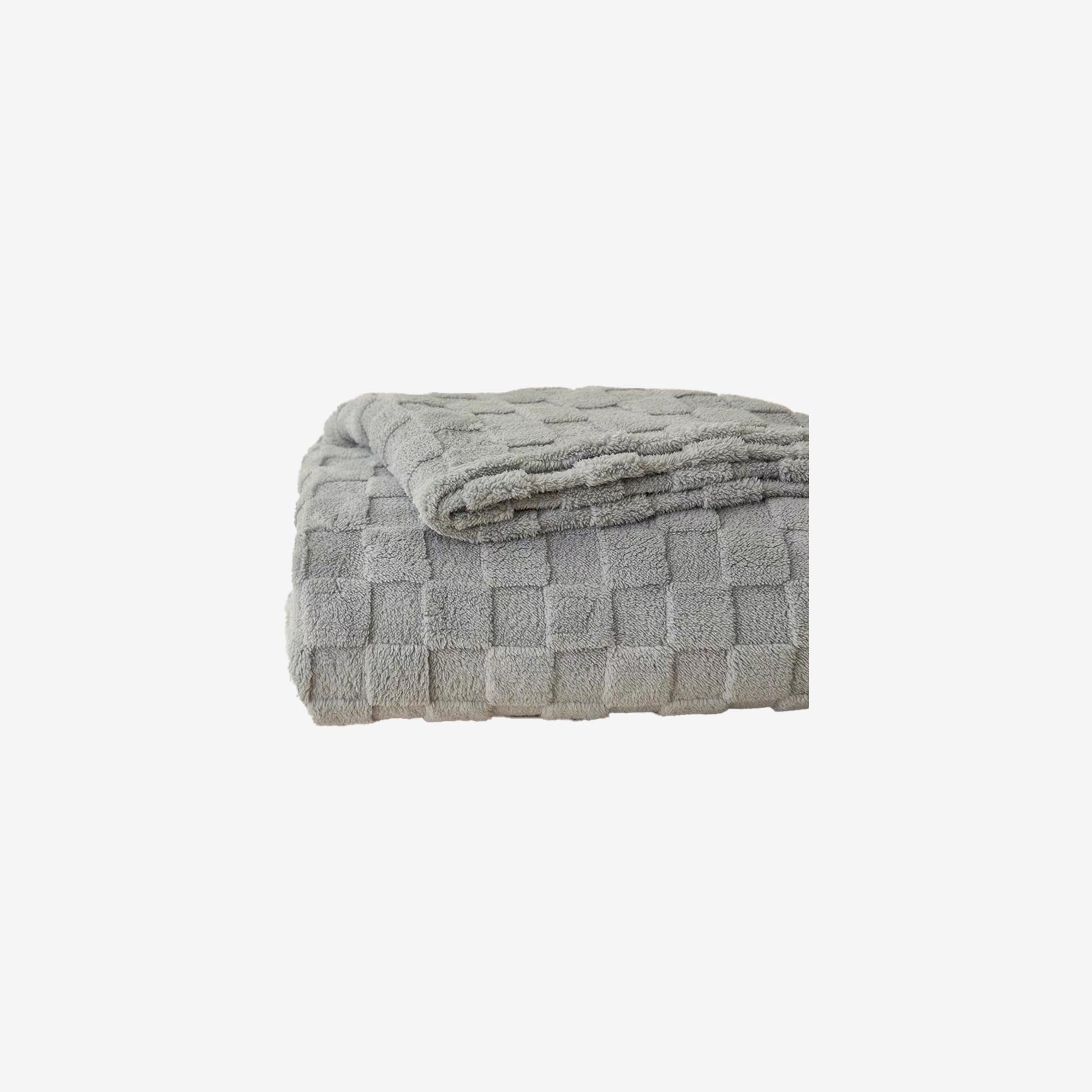 Checkered Faux Fur Blanket Throw