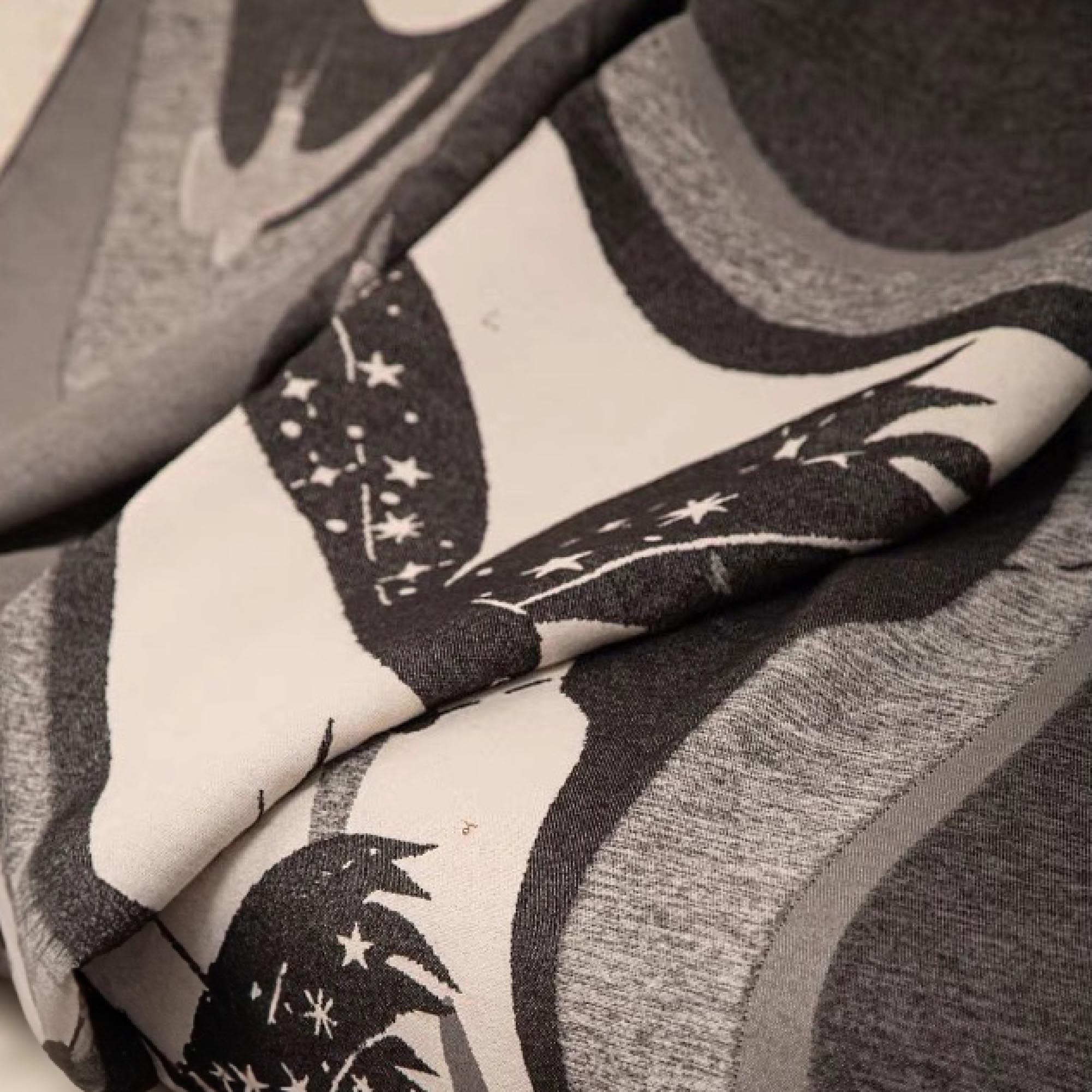 Gray Abstract Bird Print Throw