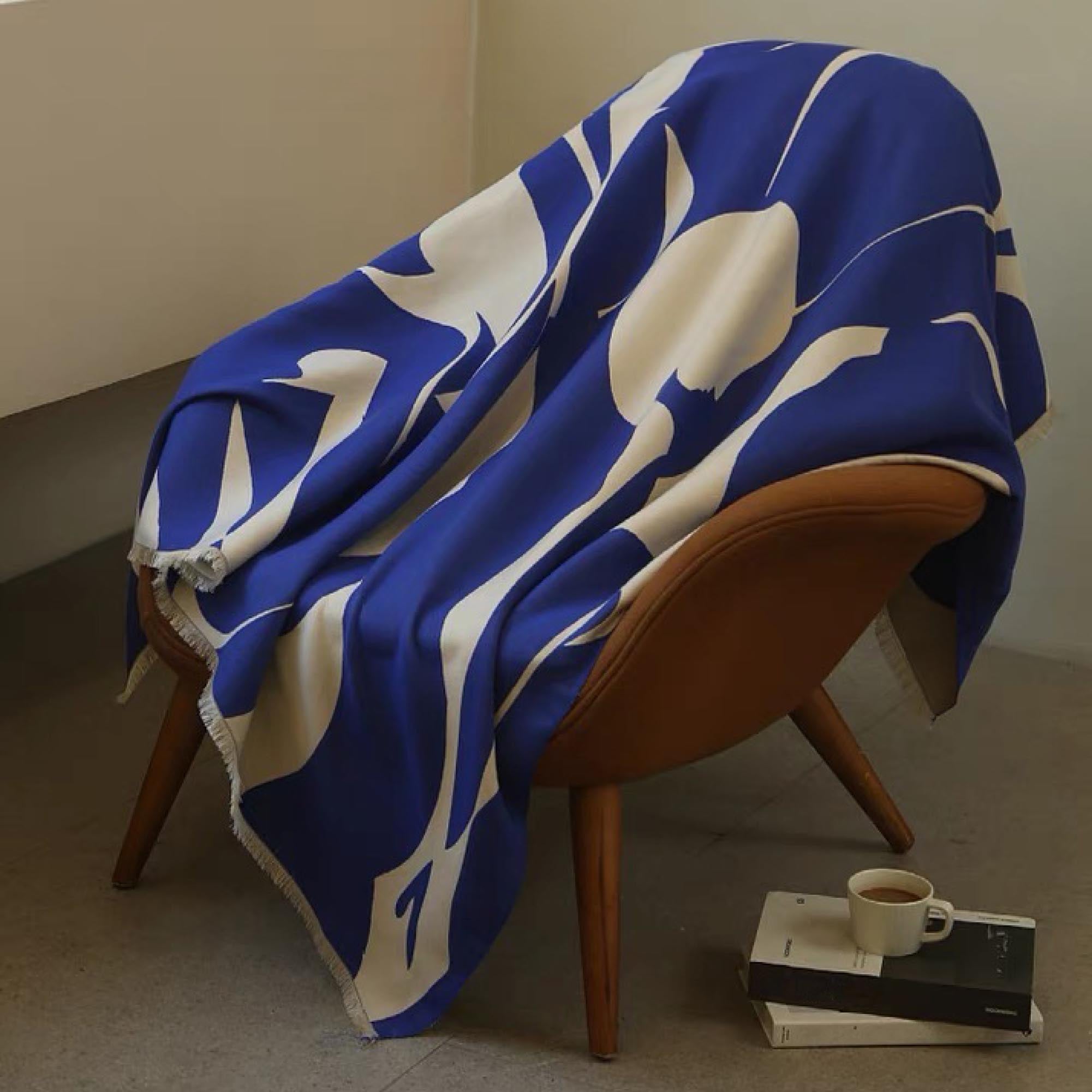 Cobalt Blue Abstract Print Throw