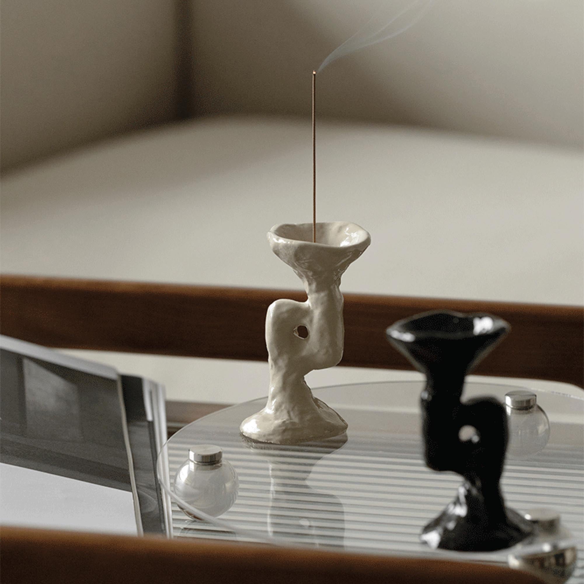 White Sculptural Incense Holder