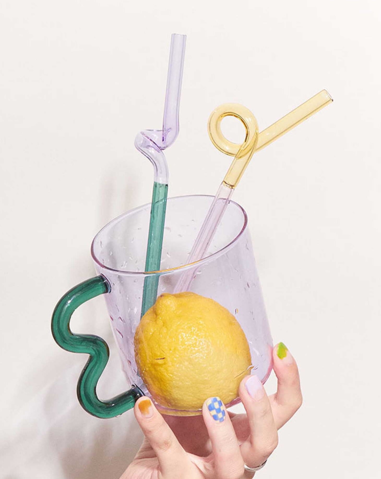 Glass Mug with Squiggle Handle