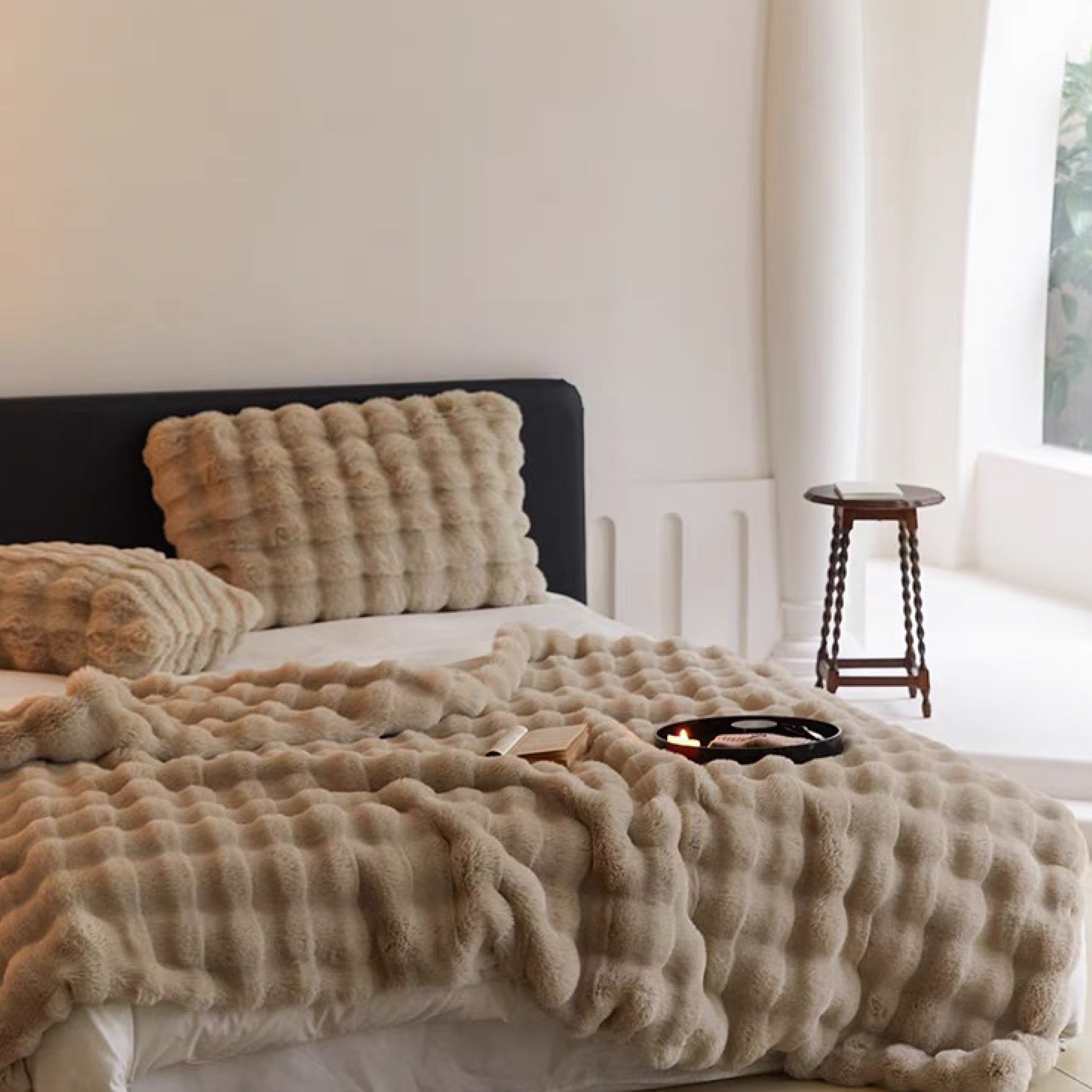 Faux Rabbit Fur Throw