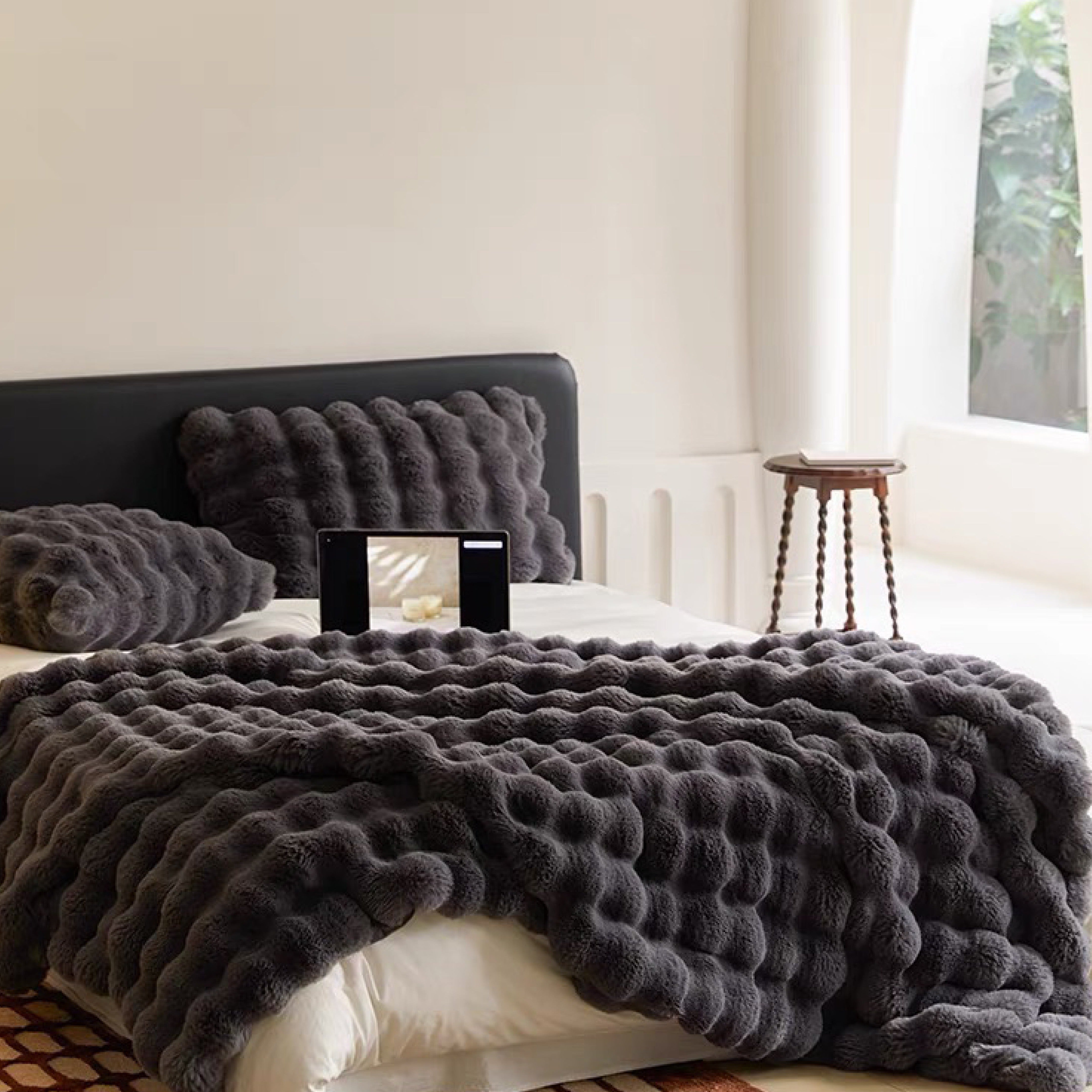 Faux Rabbit Fur Throw