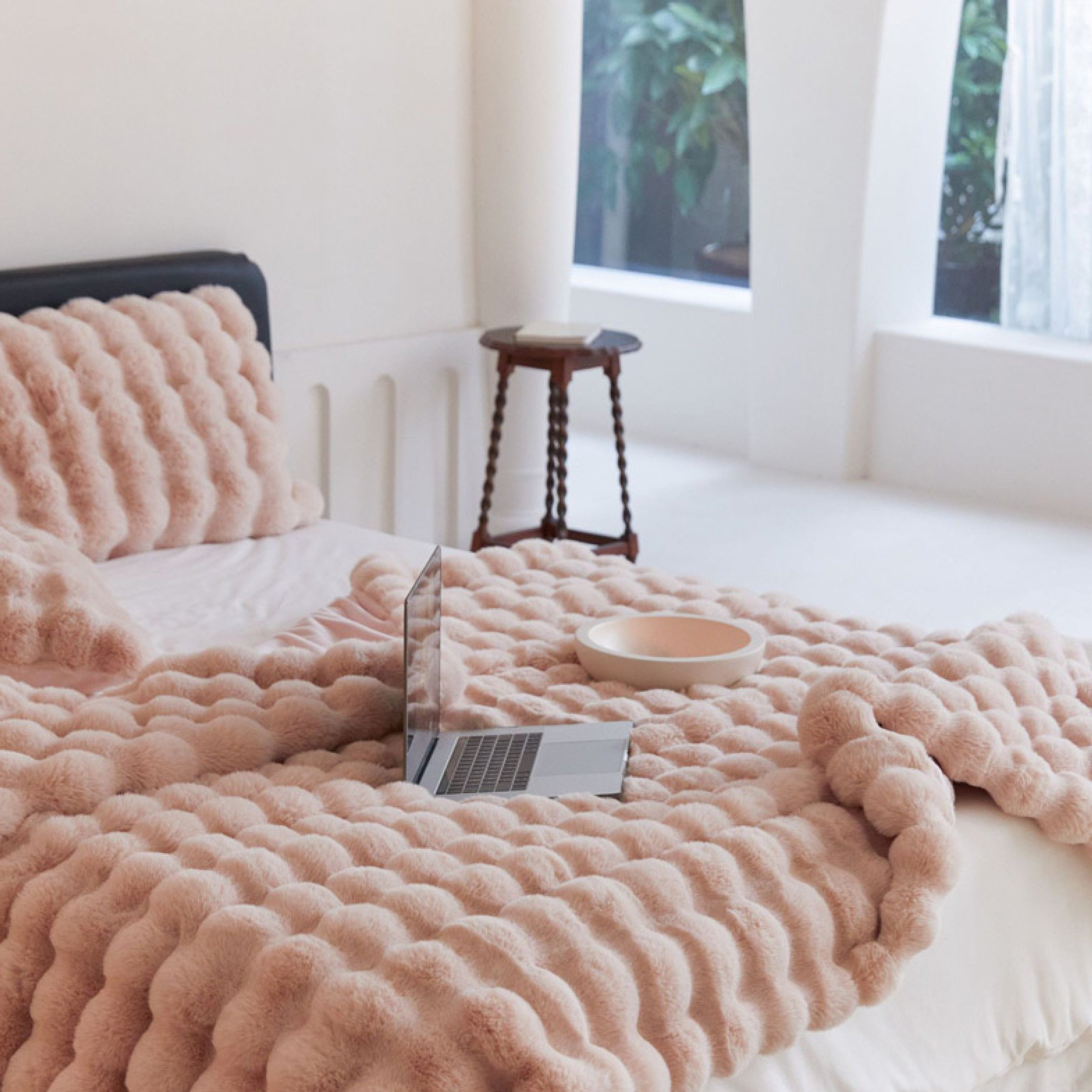 Faux Rabbit Fur Throw