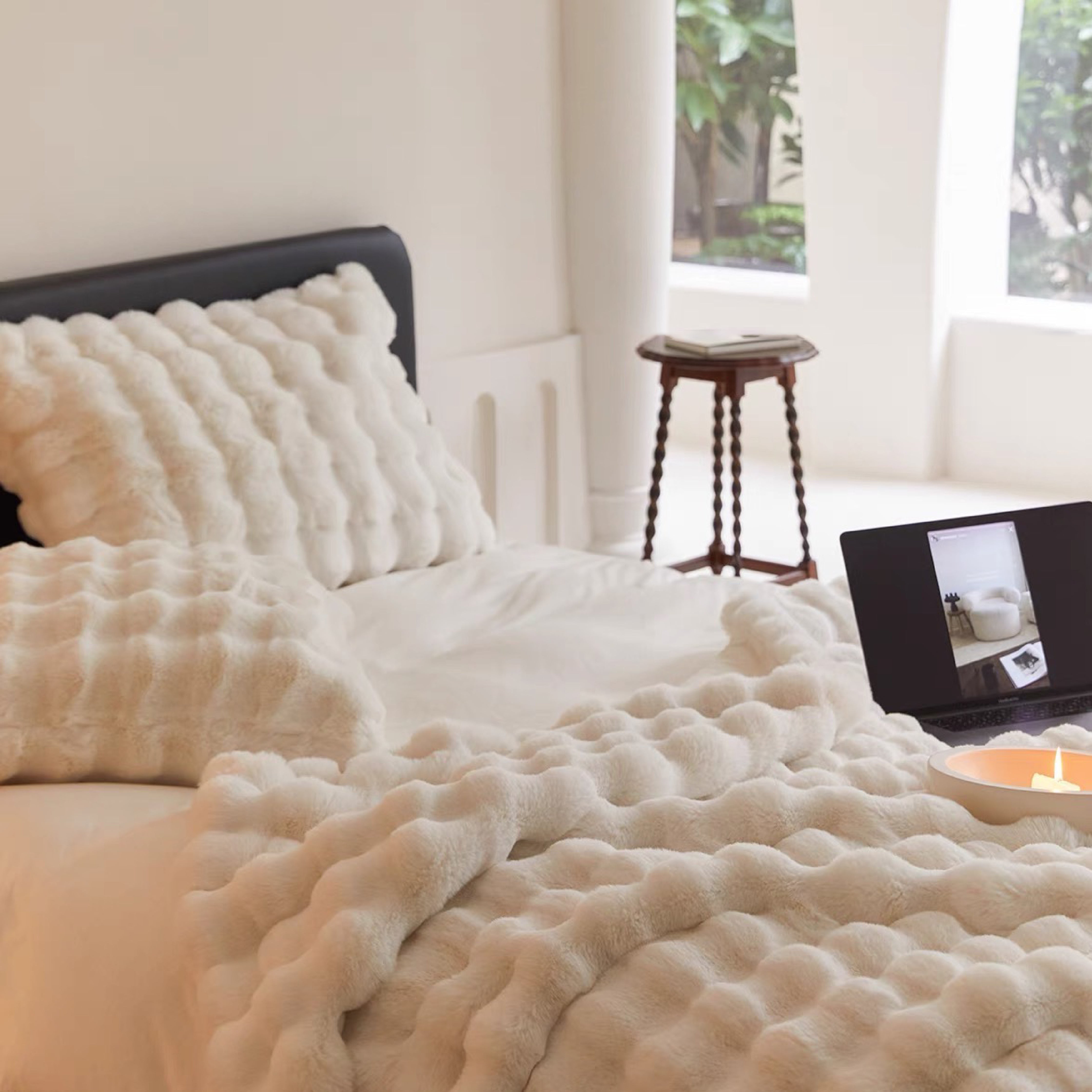 Faux Rabbit Fur Throw