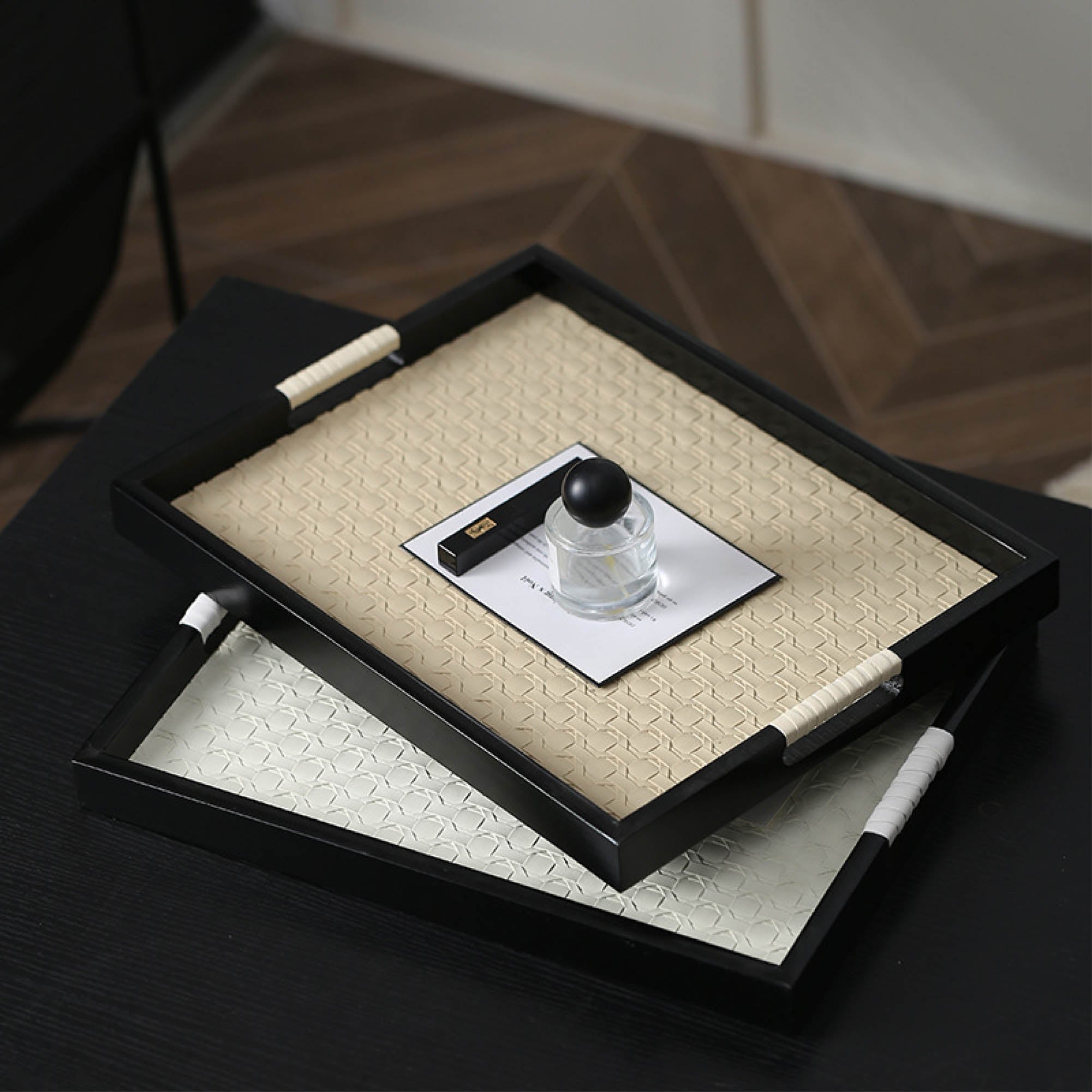 Rectangular Weave Leather Tray