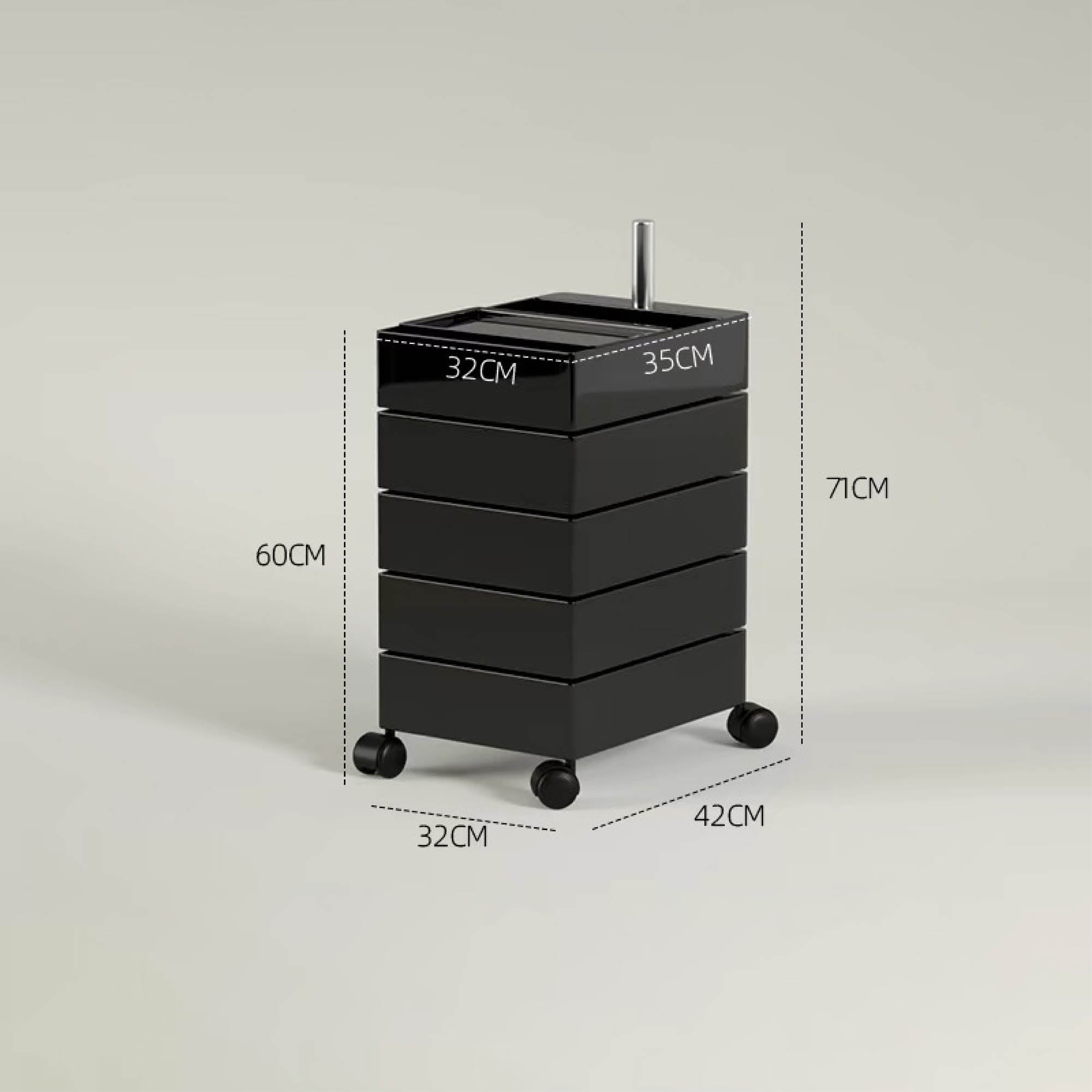 TOBI Mobile Storage Cabinet with Wheels (5 Tier)
