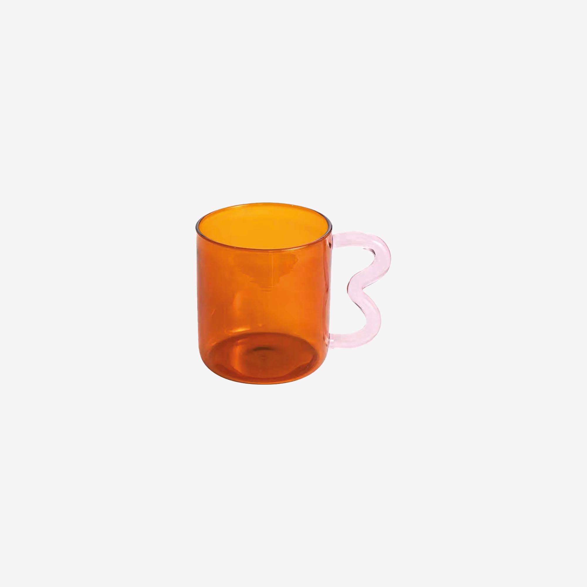 Glass Mug with Squiggle Handle