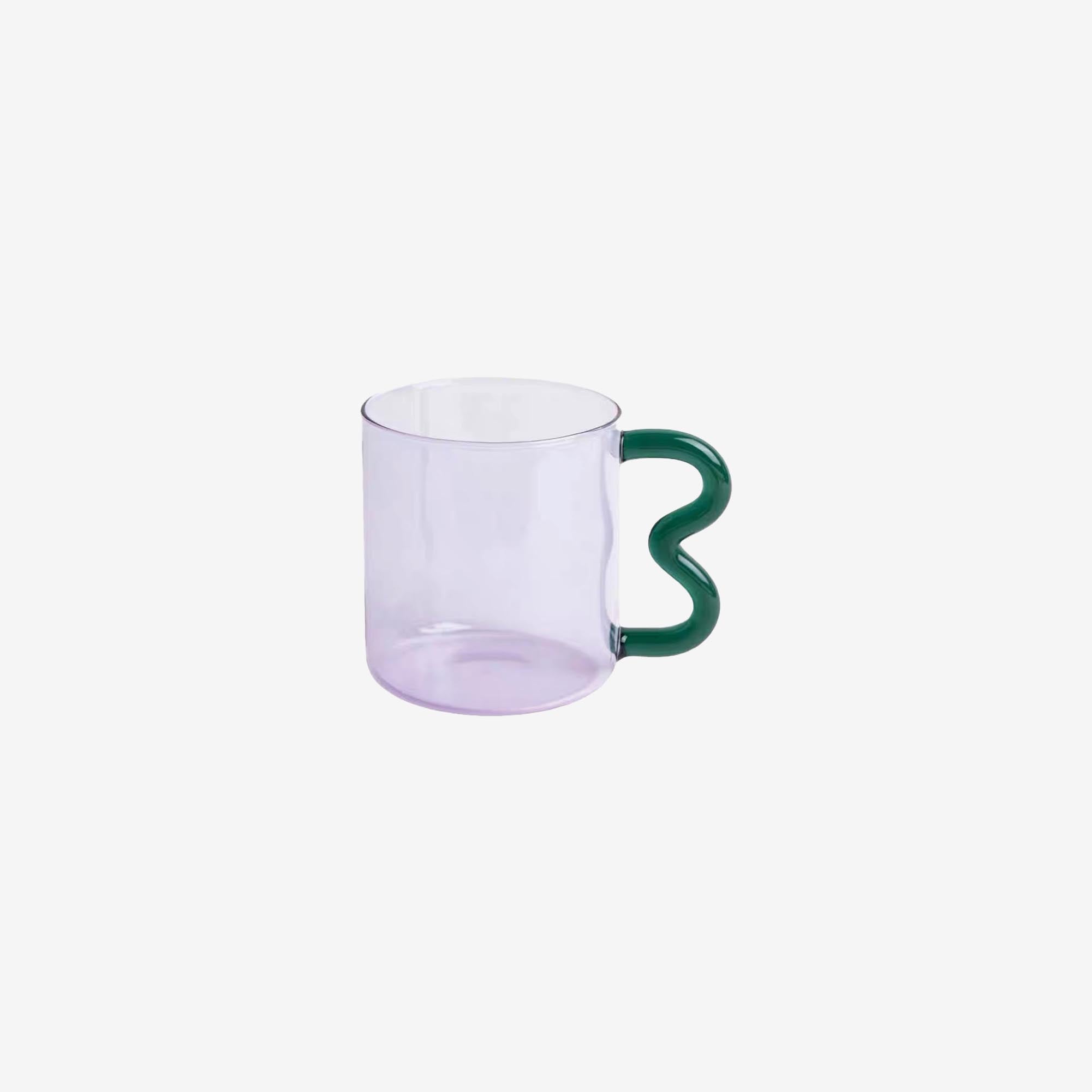 Glass Mug with Squiggle Handle