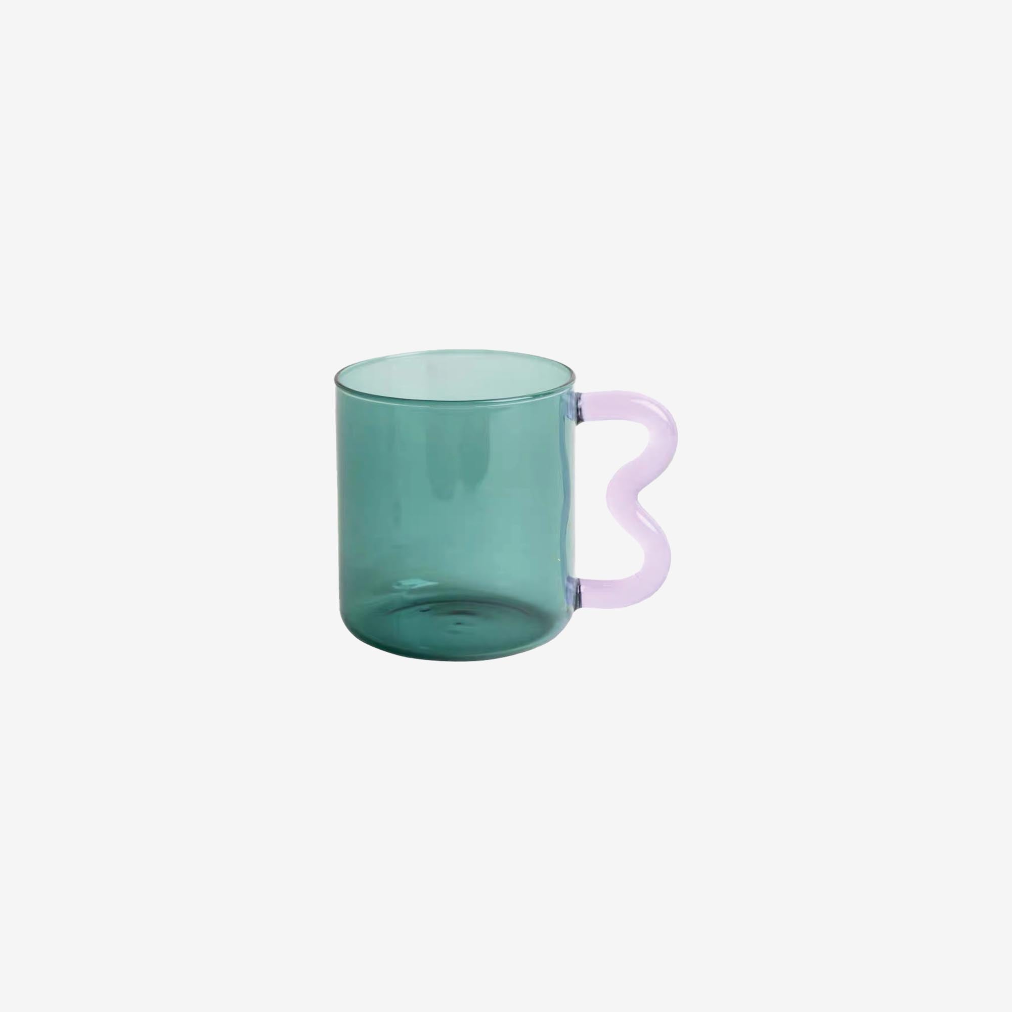 Glass Mug with Squiggle Handle