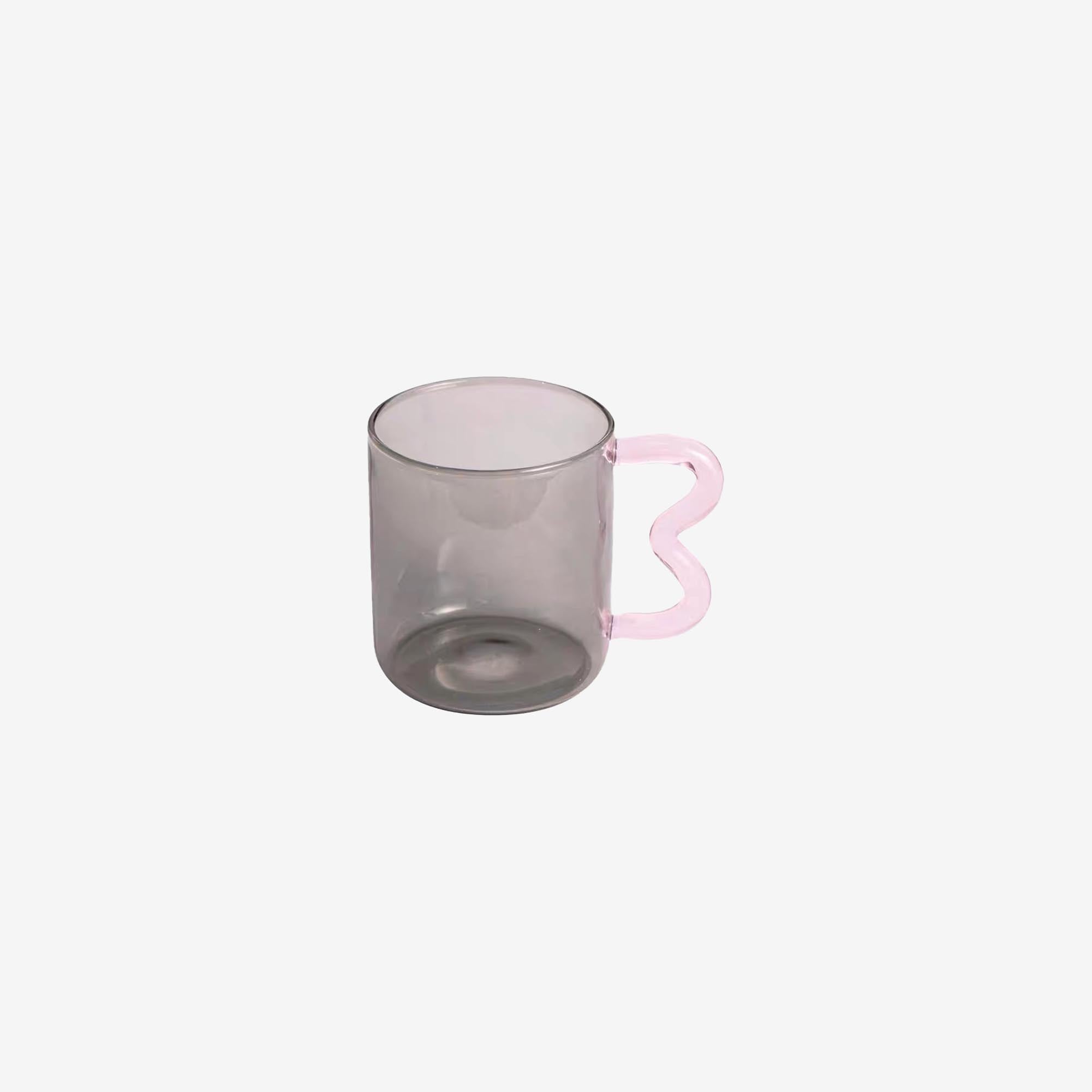 Glass Mug with Squiggle Handle