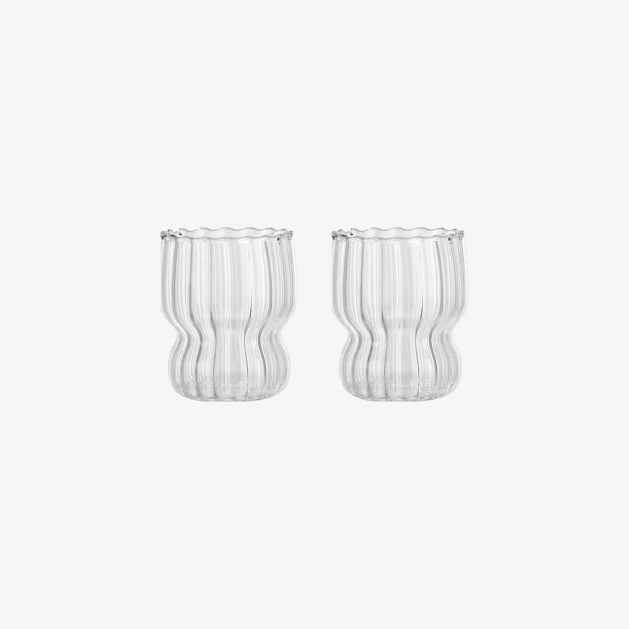 Ribbed Petal Glass Cup (set of two)