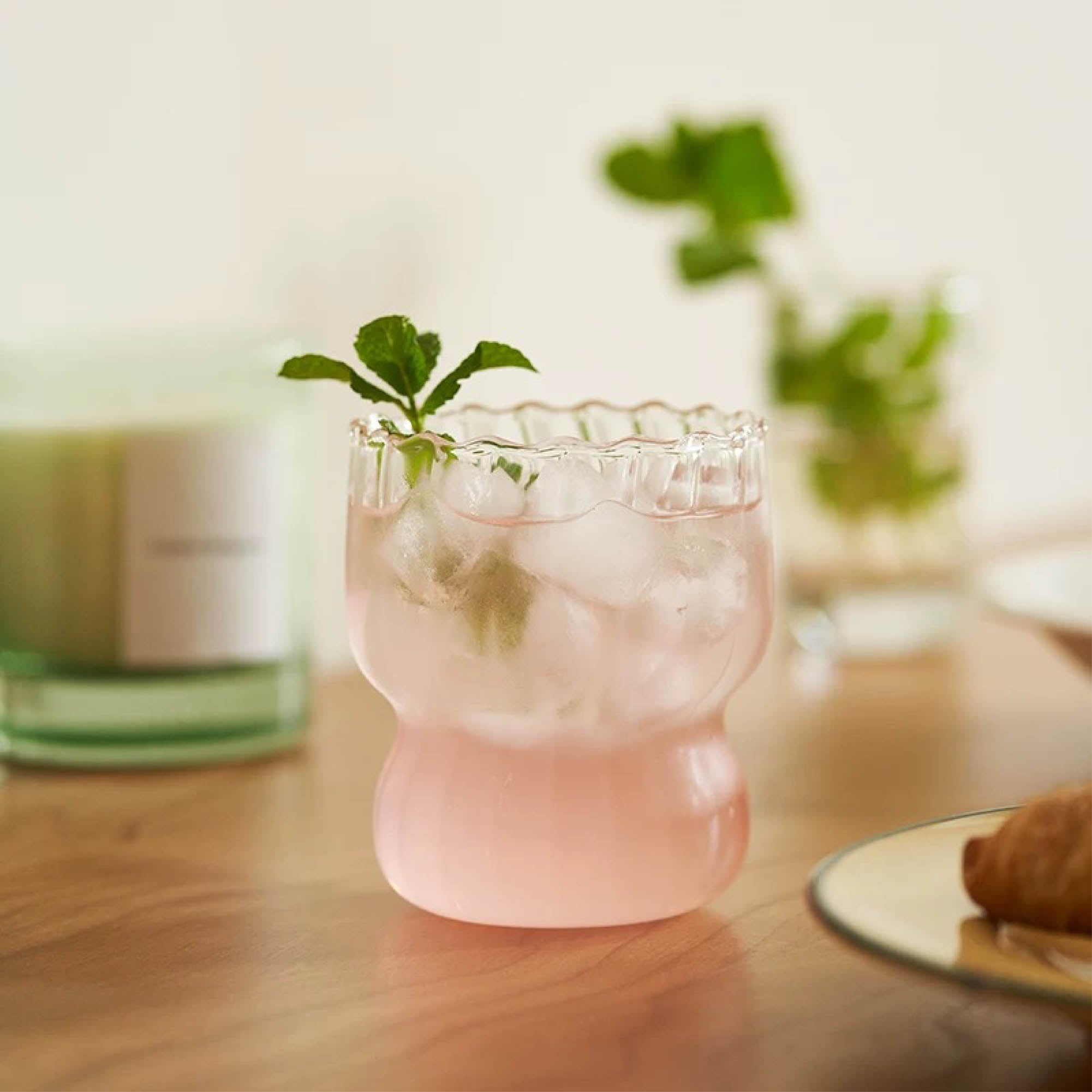 Ribbed Petal Glass Cup (set of two)