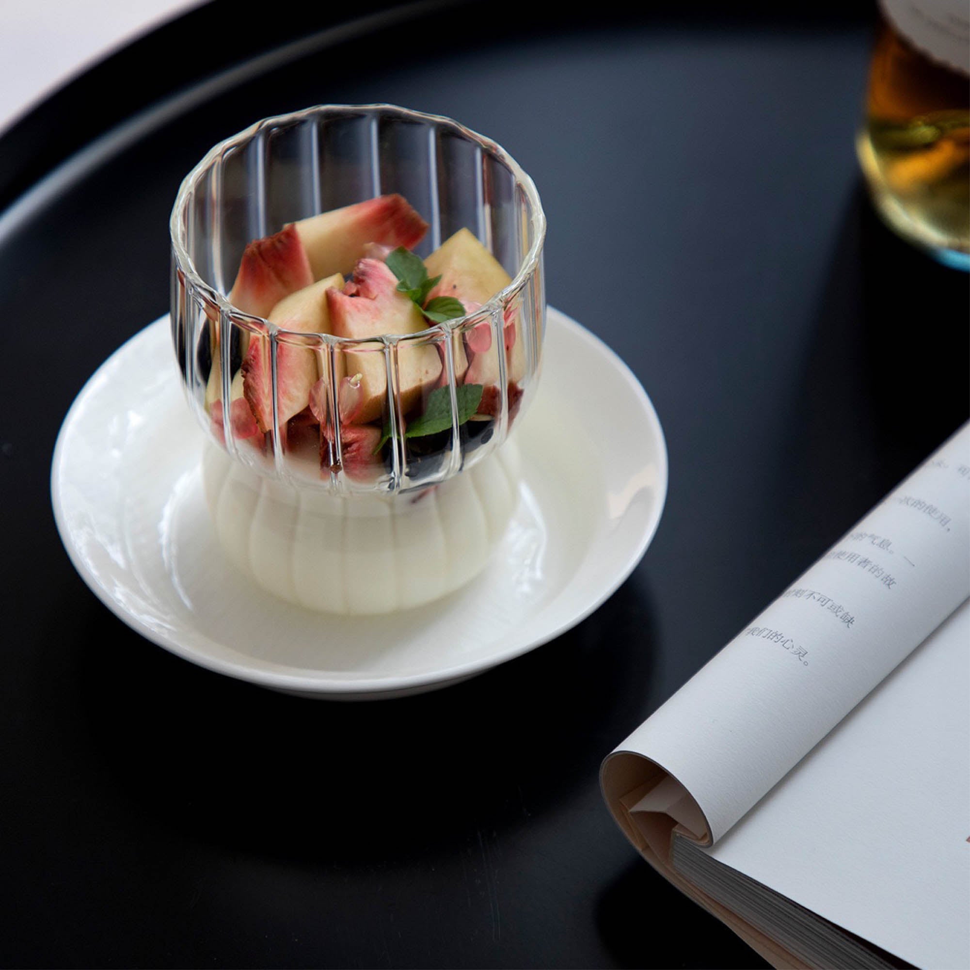 Ribbed Petal Glass Cup (set of two)