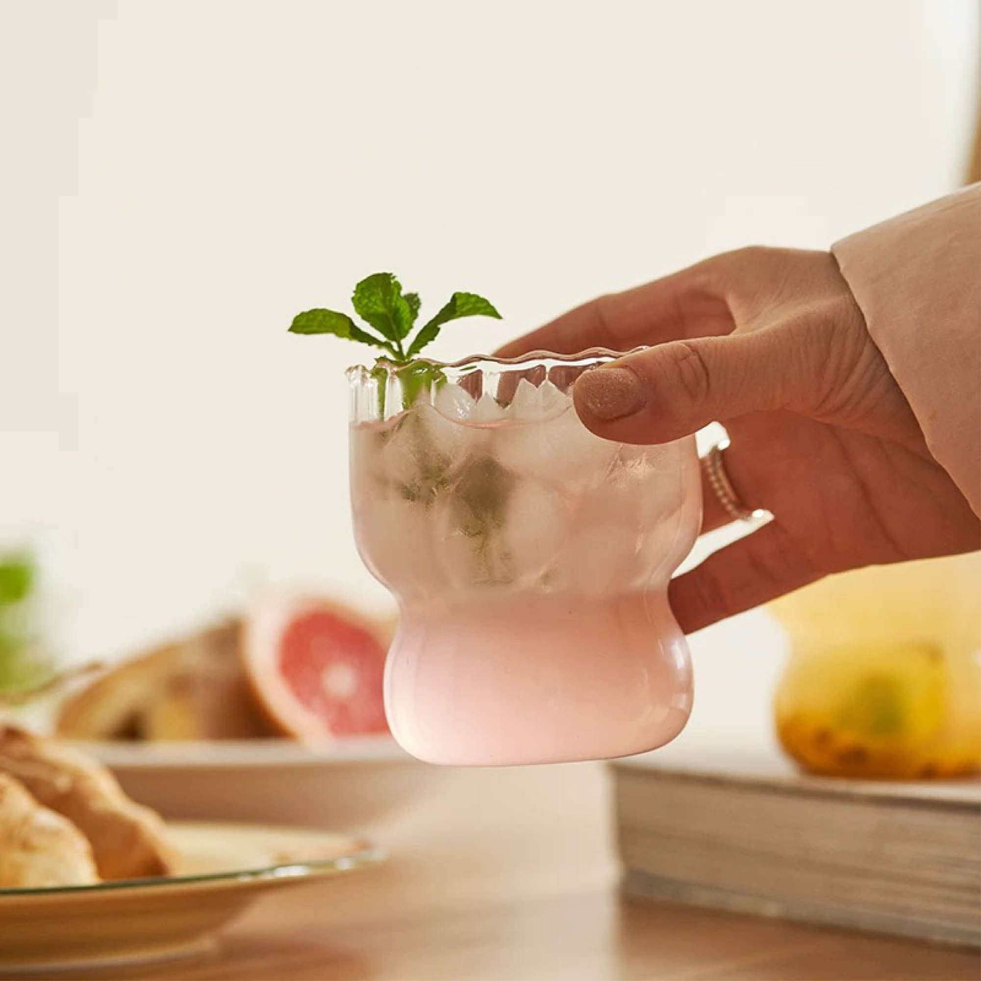 Ribbed Petal Glass Cup (set of two)