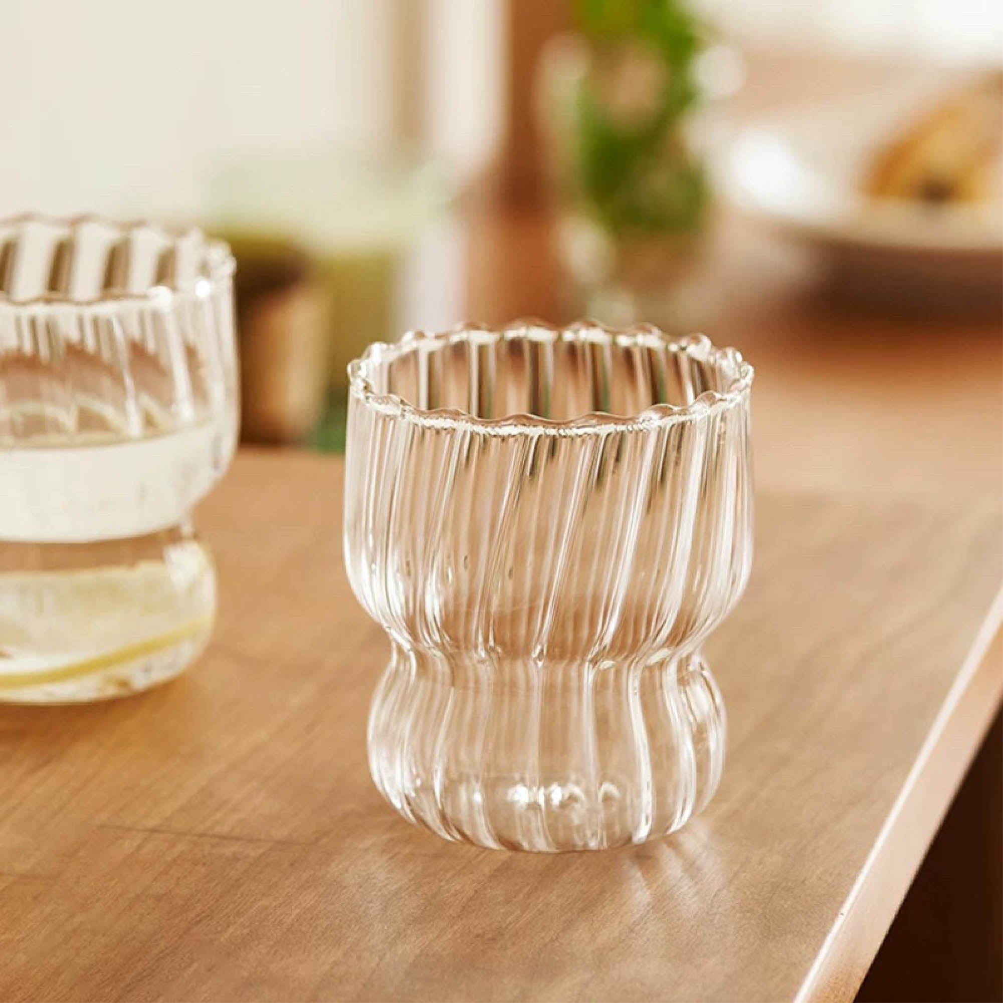 Ribbed Petal Glass Cup (set of two)
