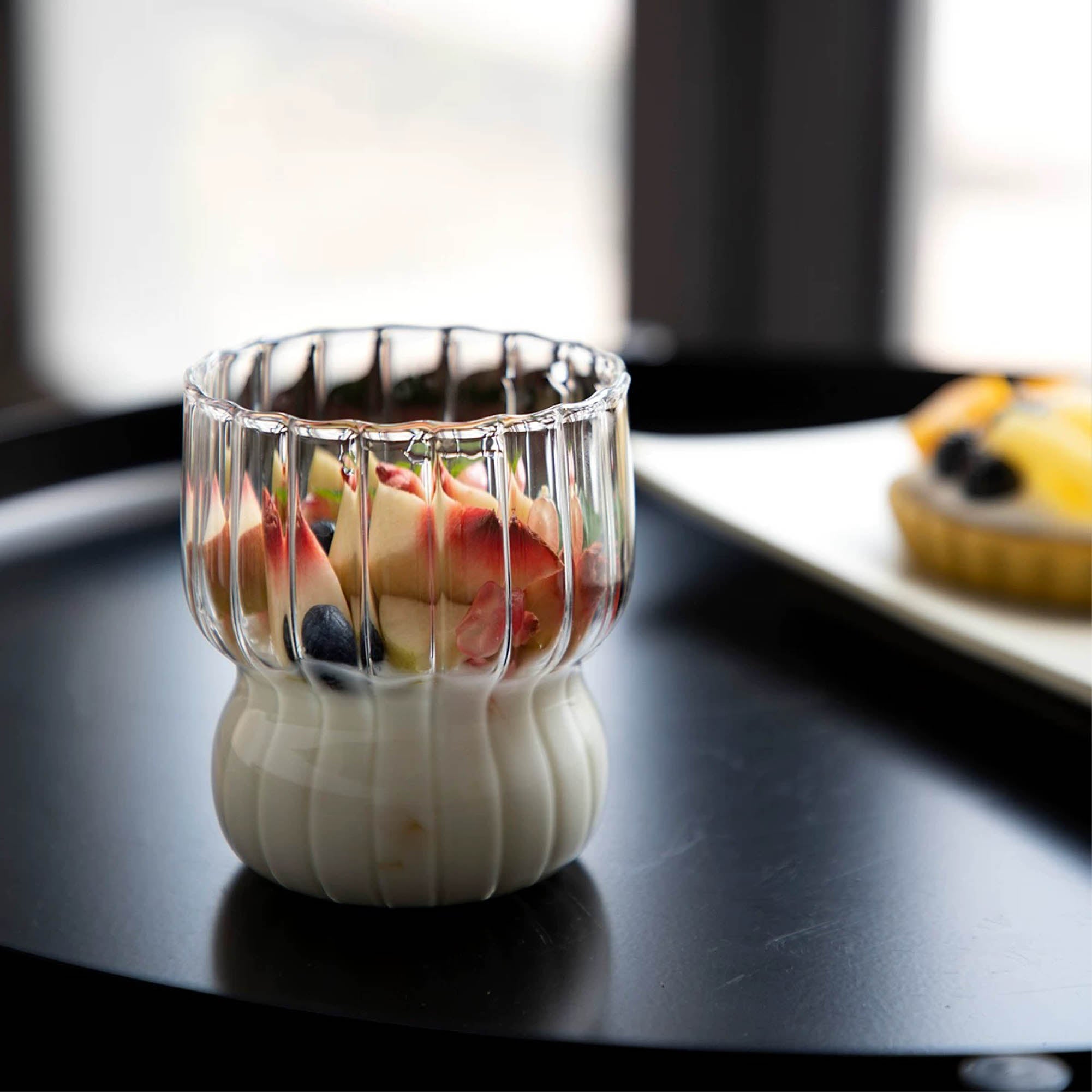 Ribbed Petal Glass Cup (set of two)