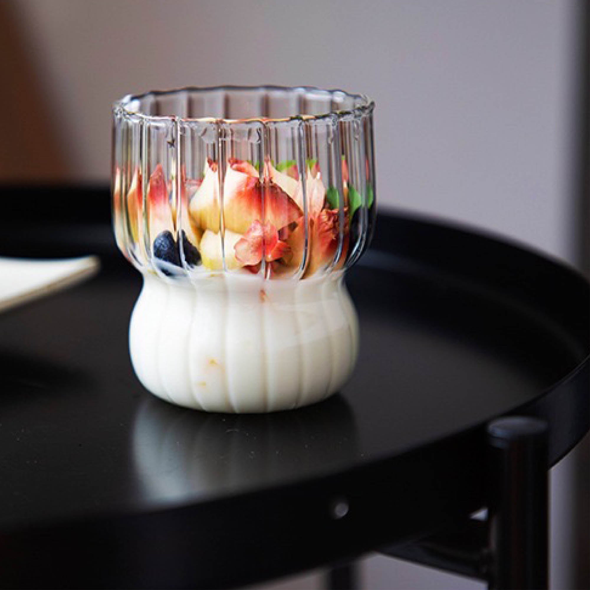 Ribbed Petal Glass Cup (set of two)