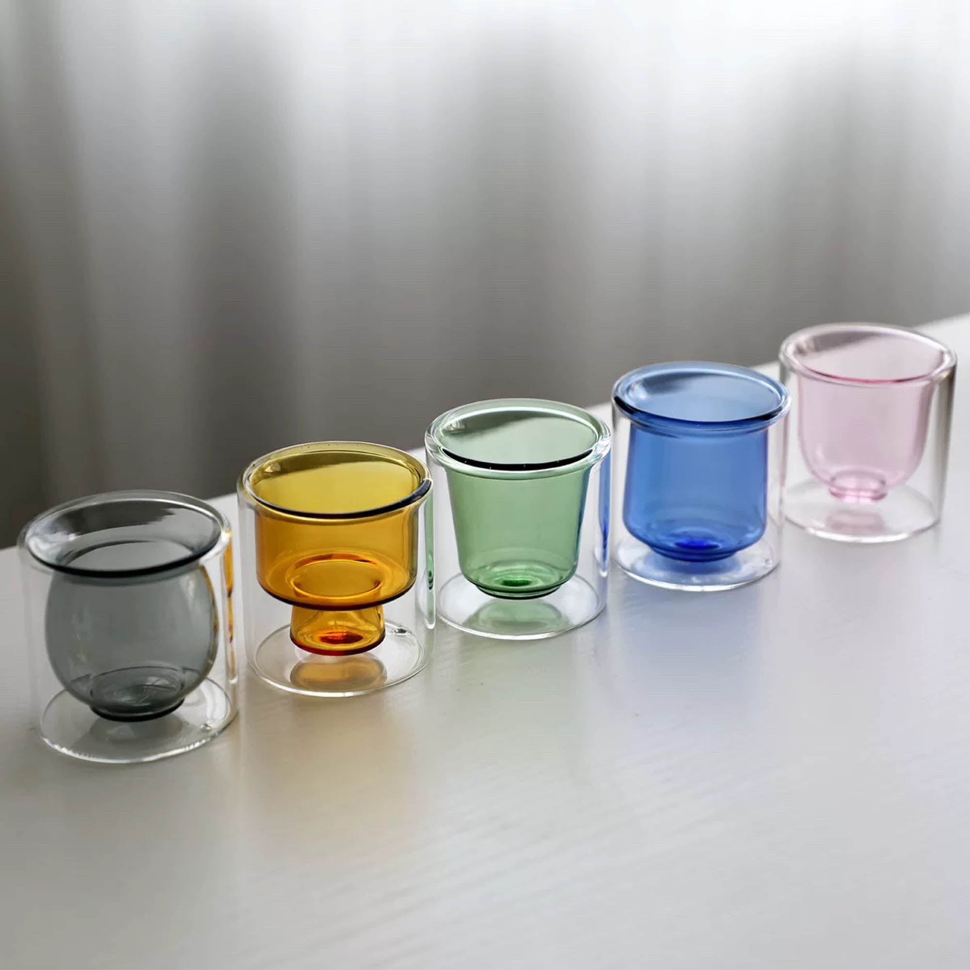 Colored Glass Tea Cup (set of five)