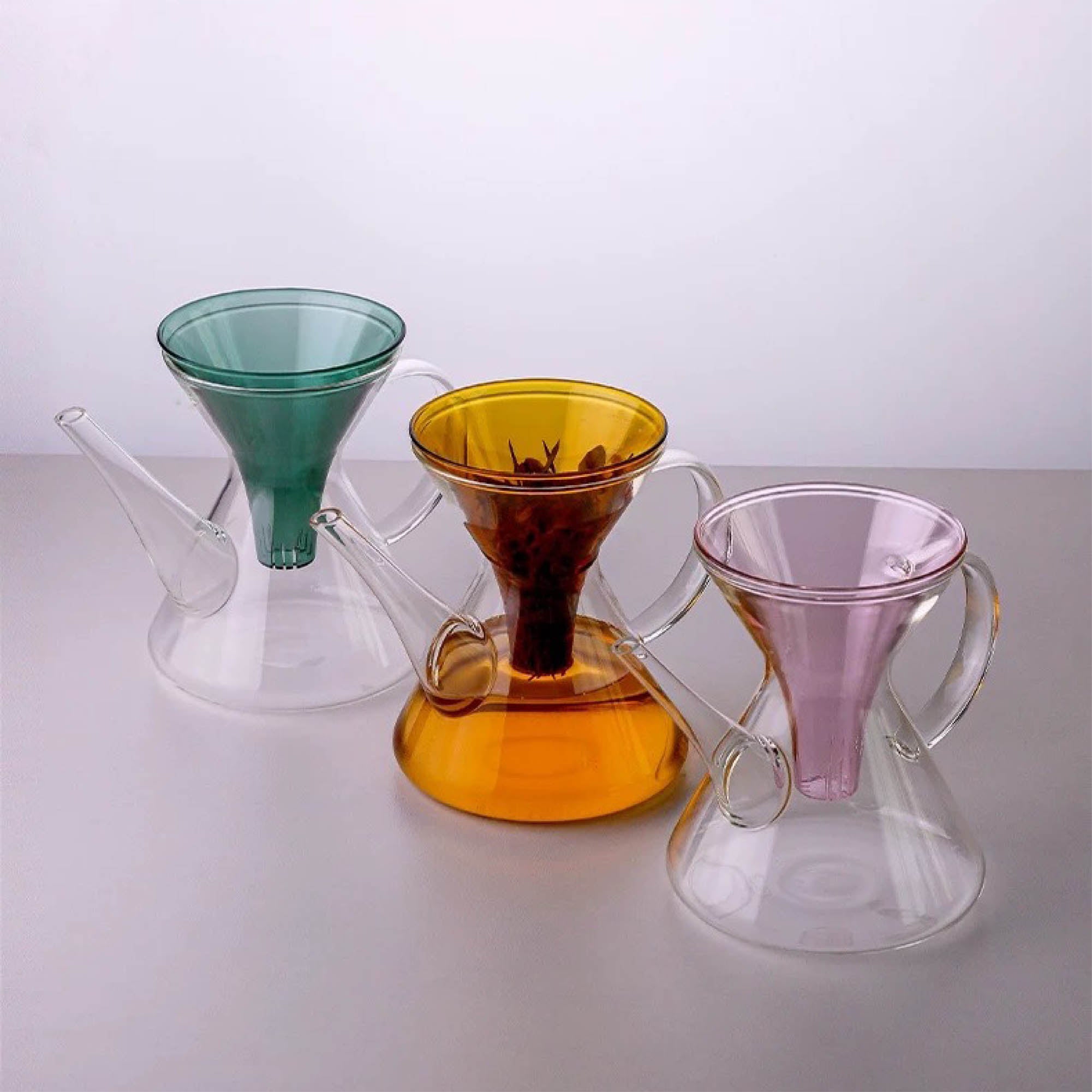 Coloured Glass Tea Pot & Filter
