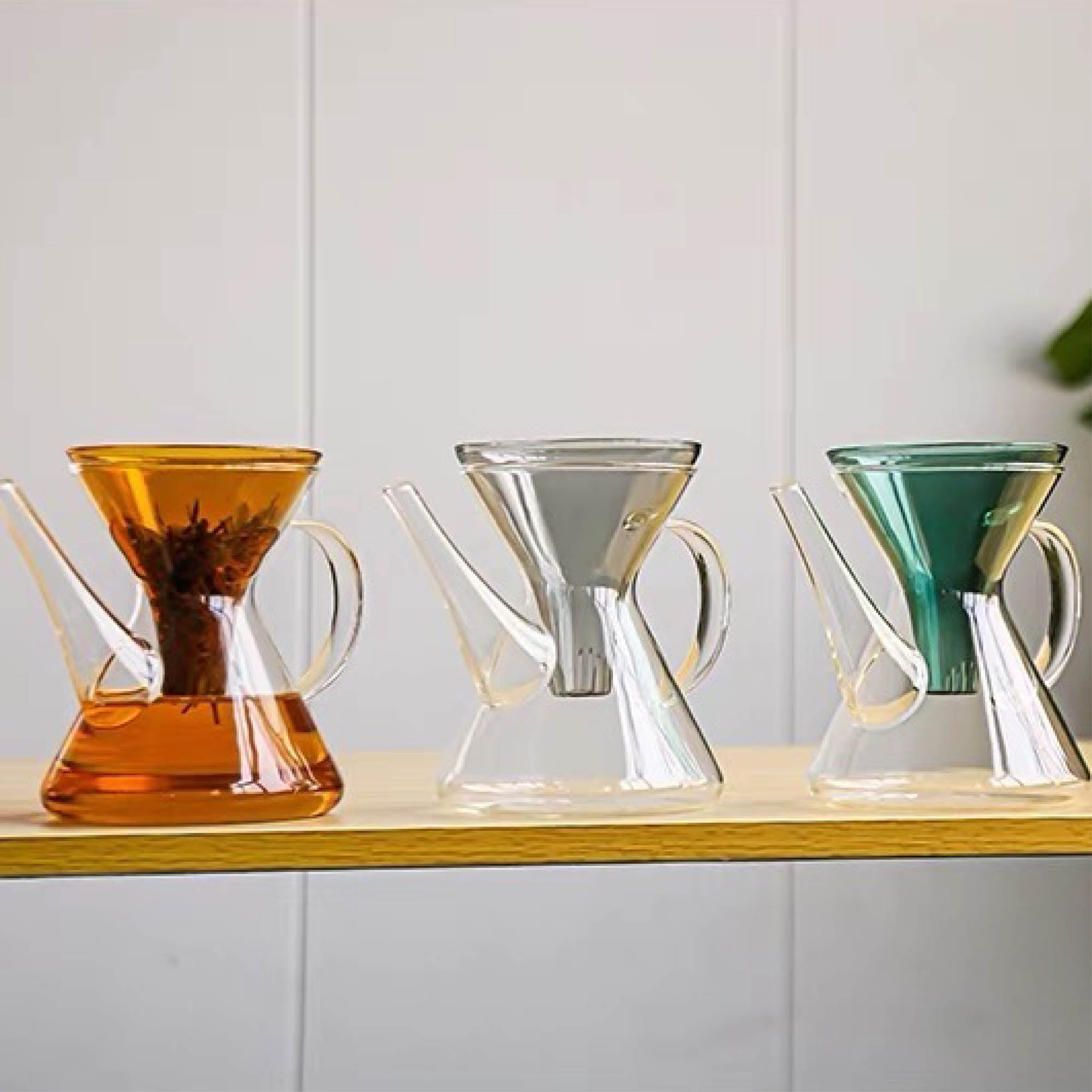 Coloured Glass Tea Pot & Filter