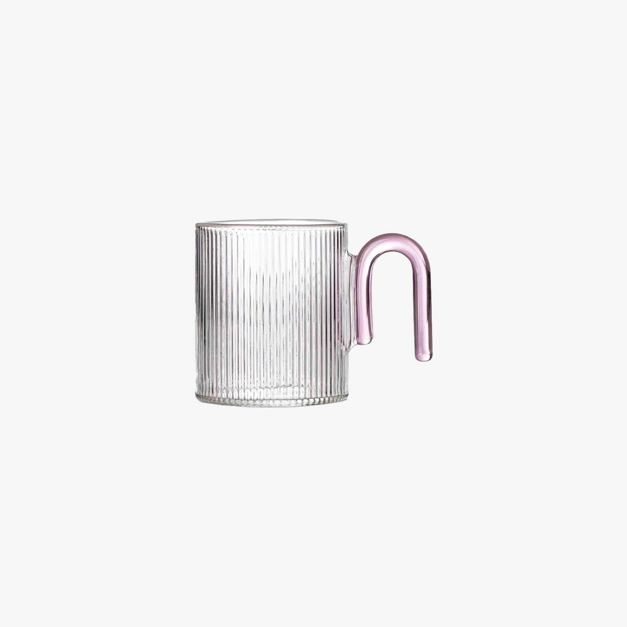 Ribbed Glass Mug with Arched Handle
