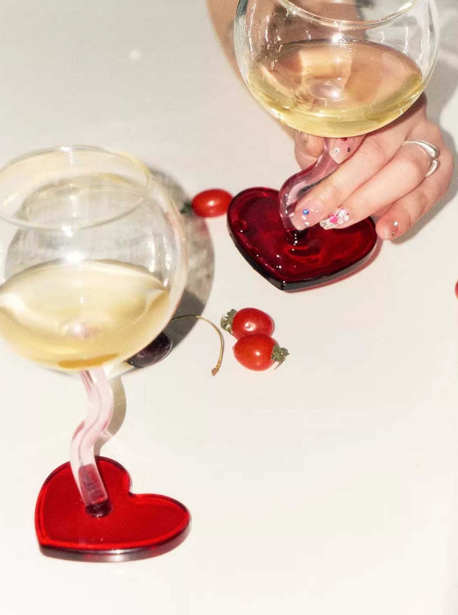 Heart-Base Wine Glass