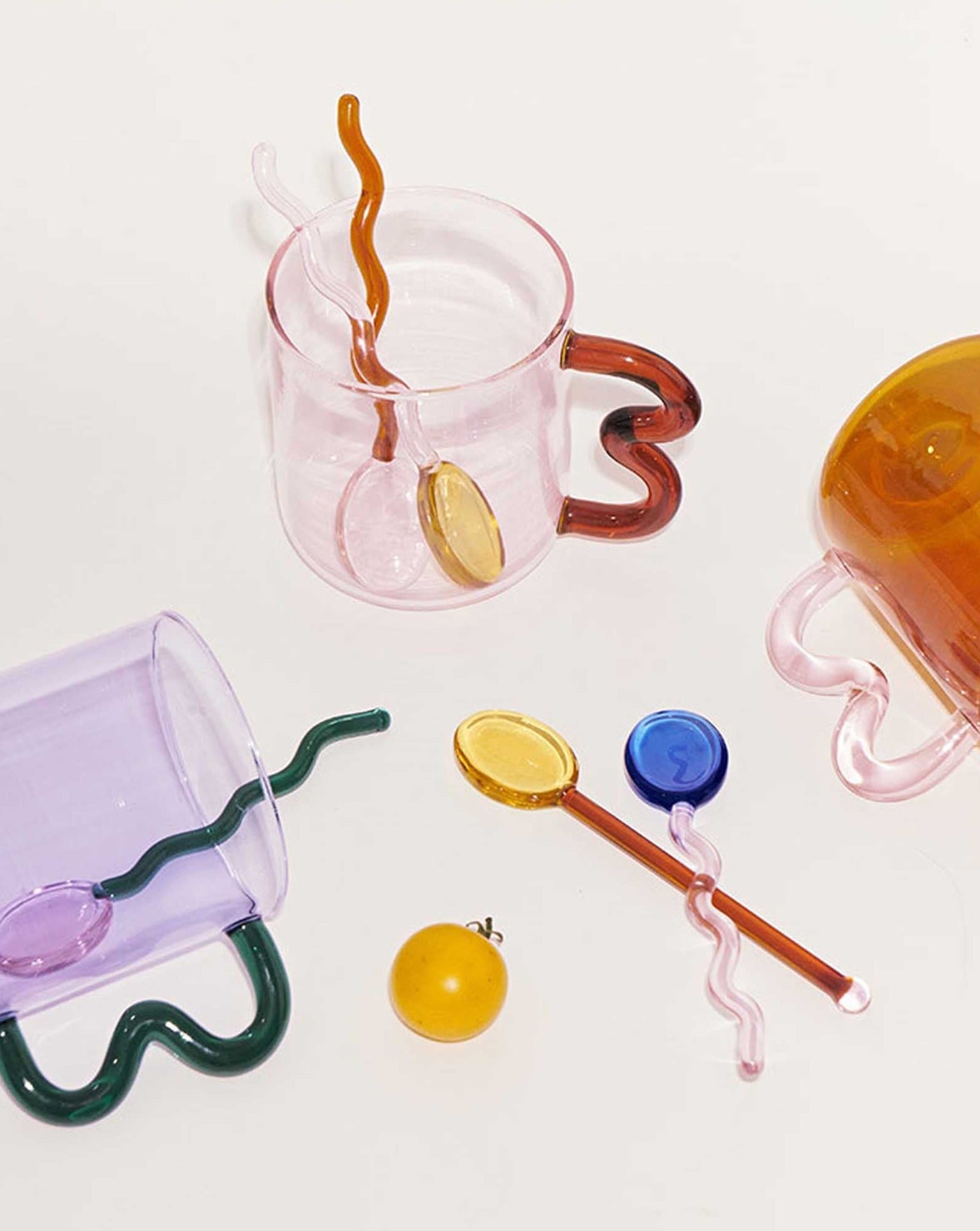 Glass Mug with Squiggle Handle