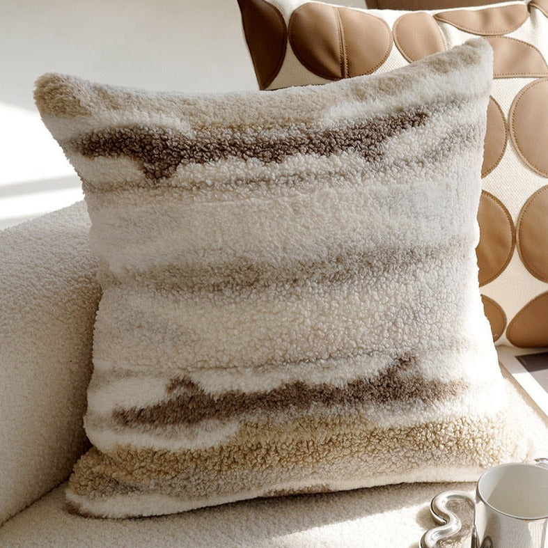 Brown Gradient Faux Lamb Cushion Cover