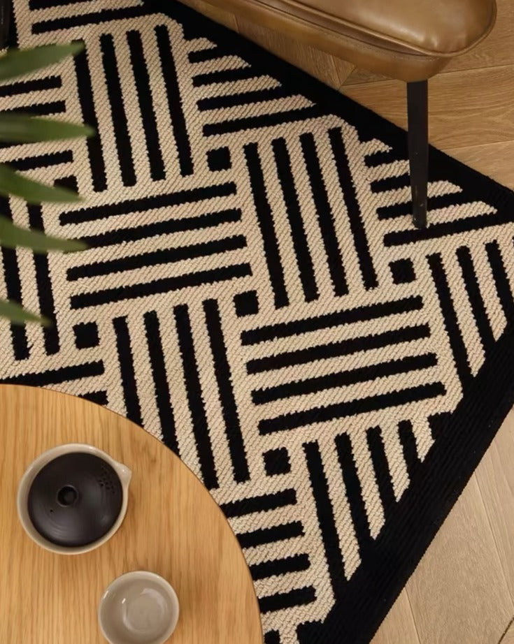 Black Herringbone Rug