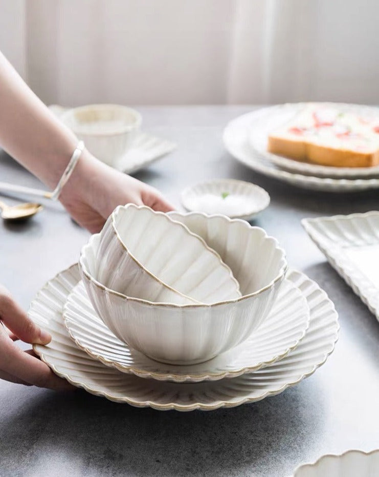 White Scallop Edge Bowl