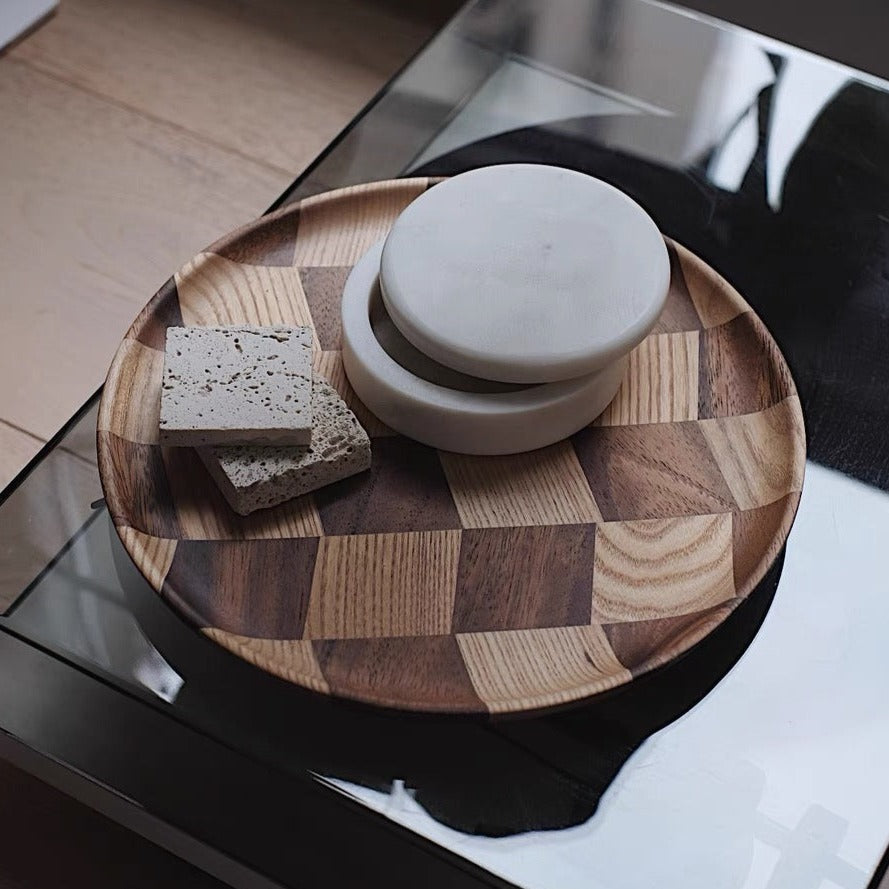 Checkered Round Tray