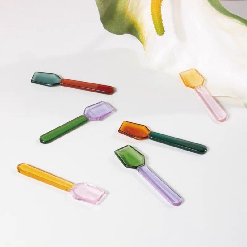 Color-Blocking Glass Spoon (set of three)