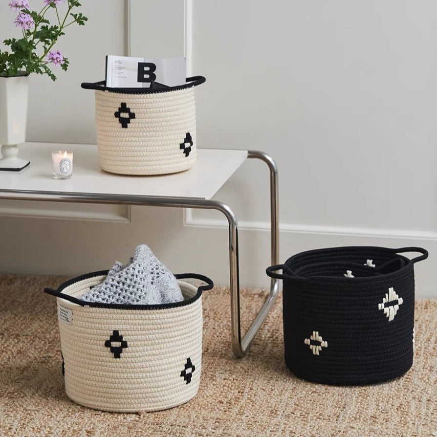 Aztec Print Woven Basket
