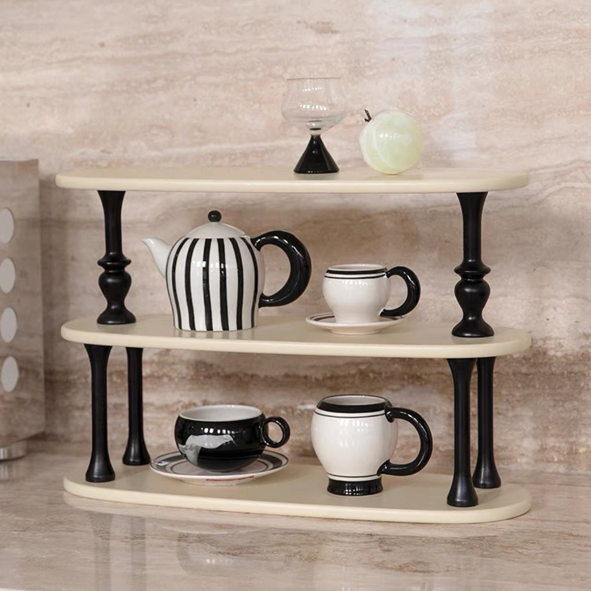Ivory Wooden Rack with Black Pillars