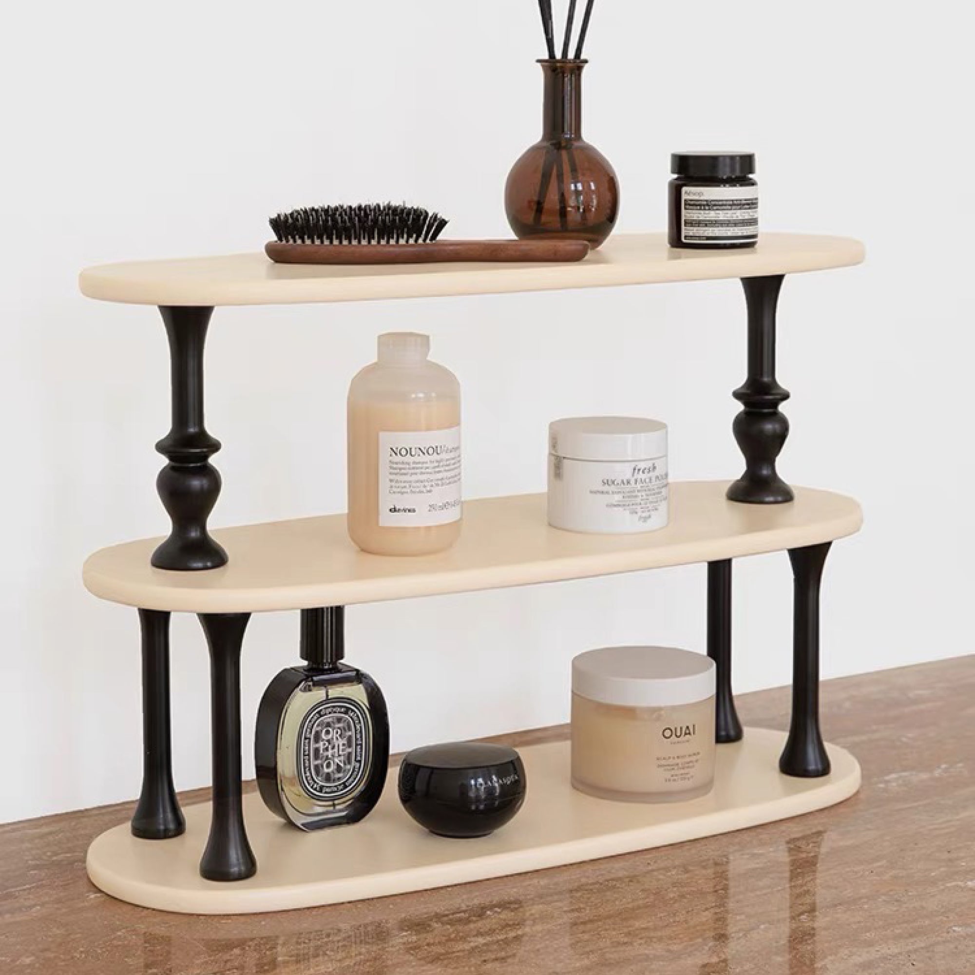 Ivory Wooden Rack with Black Pillars