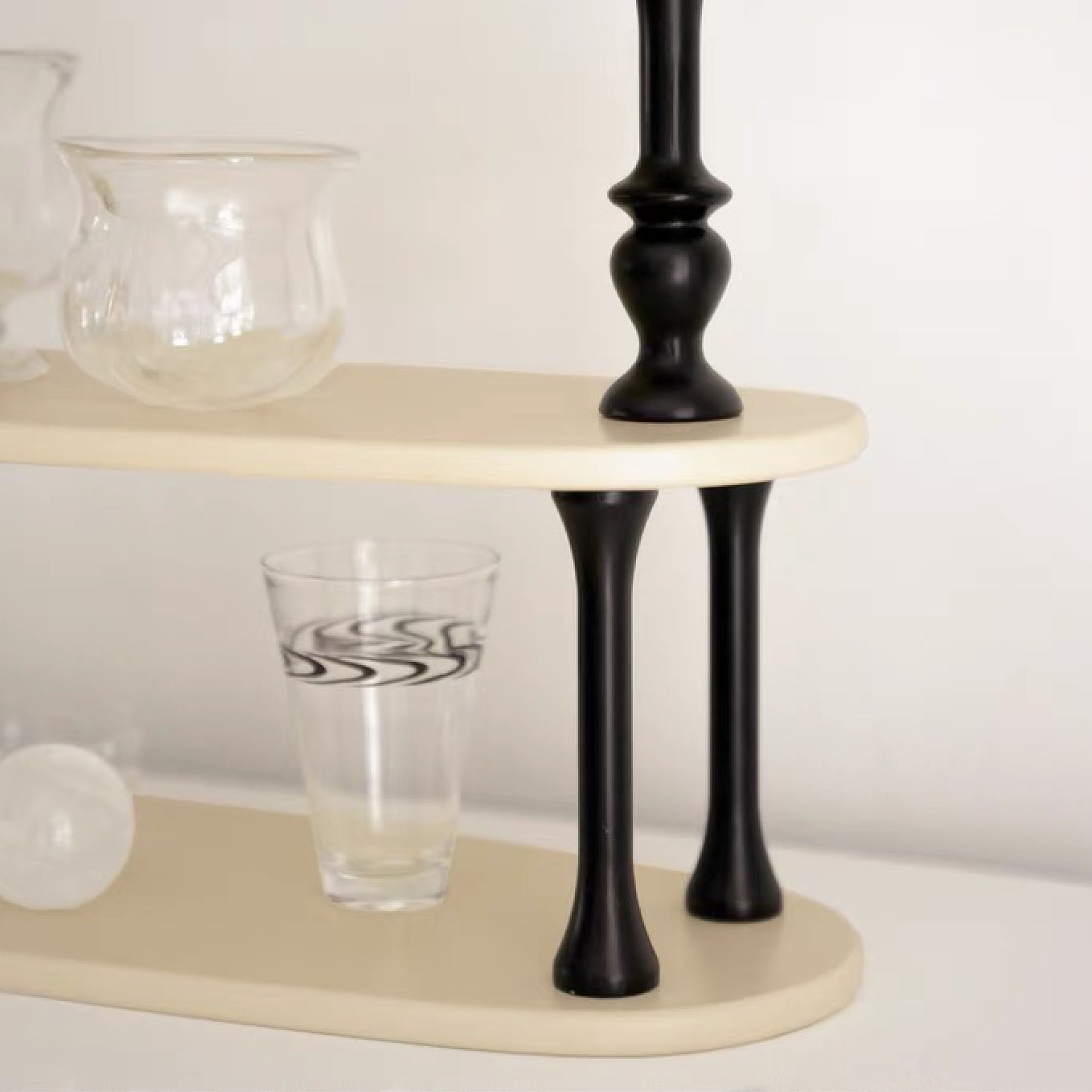 Ivory Wooden Rack with Black Pillars