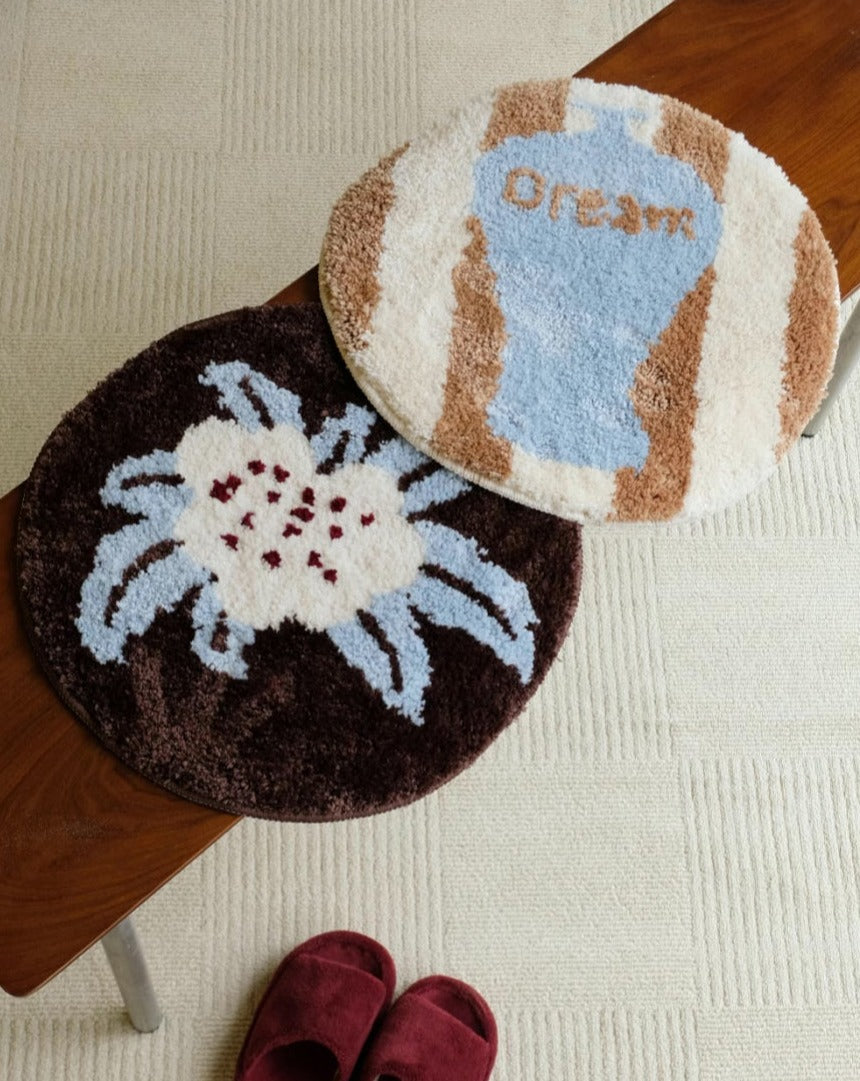 Floral Brown Seat Cushion