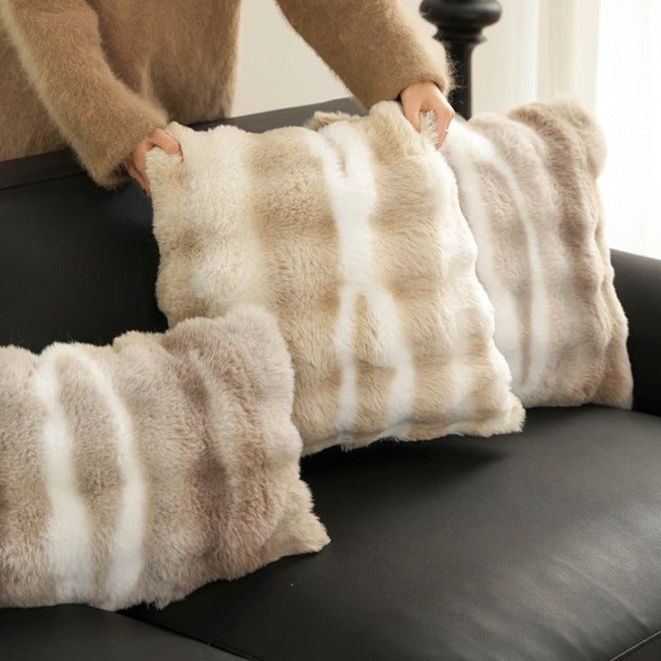 Gradient Faux Rabbit Fur Cushion Cover