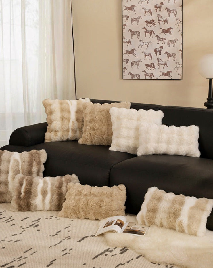Gradient Faux Rabbit Fur Cushion Cover