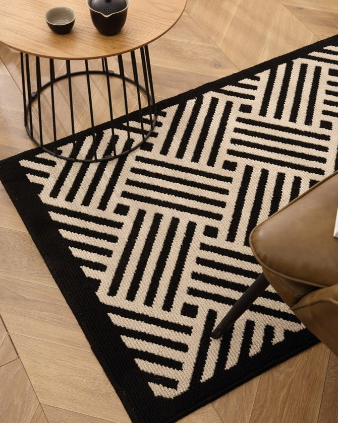 Black Herringbone Rug