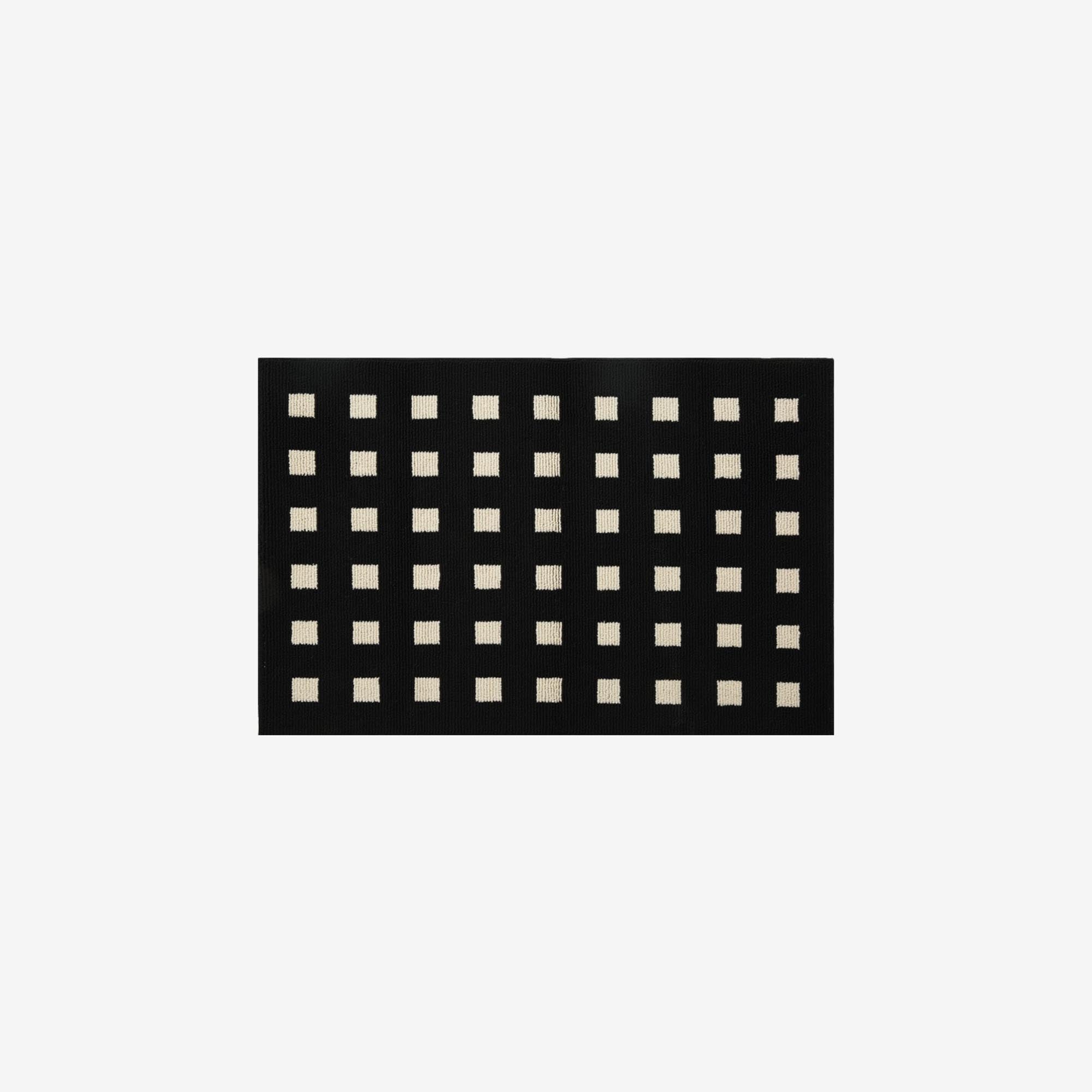 Black Dotted Square Rug