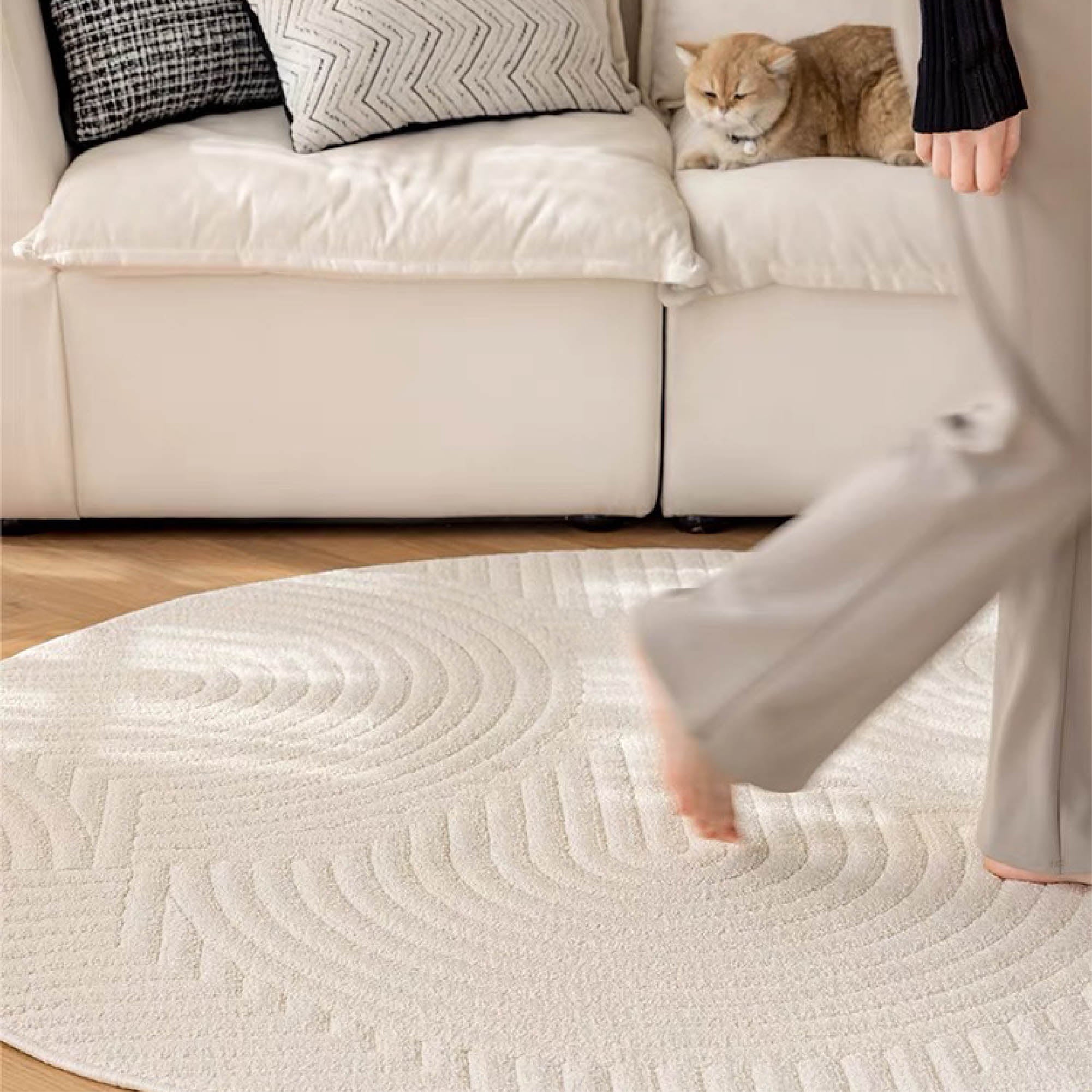 CLOU Ivory Round Textured Rug