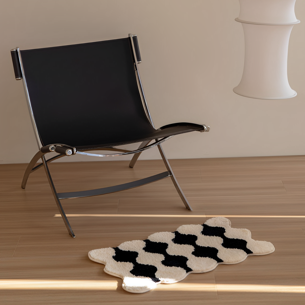 Black and Beige Bead Rug